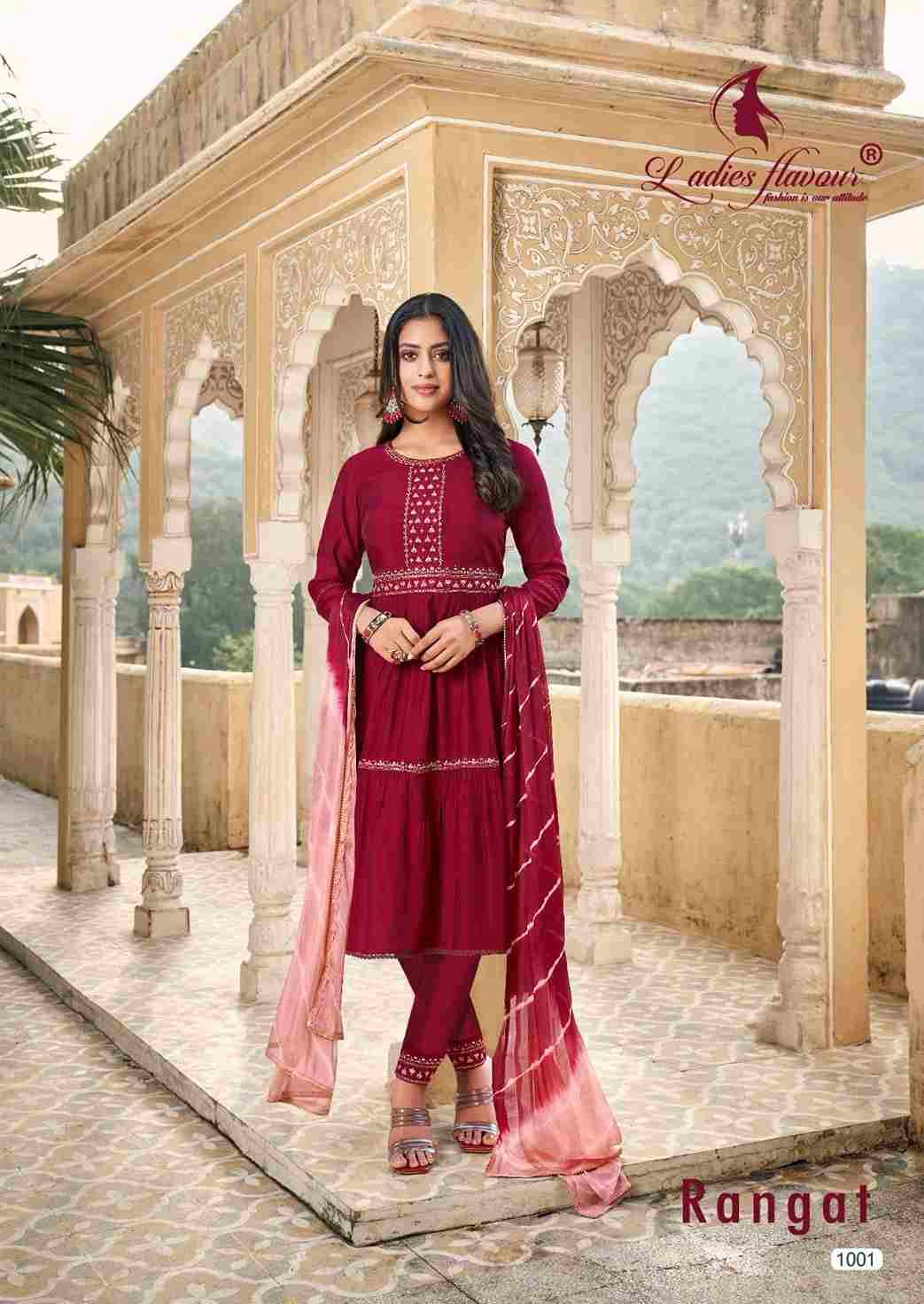 Rangat By Ladies Flavour 1001 To 1004 Series Beautiful Stylish Festive Suits Fancy Colorful Casual Wear & Ethnic Wear & Ready To Wear Viscose Chanderi Print Dresses At Wholesale Price