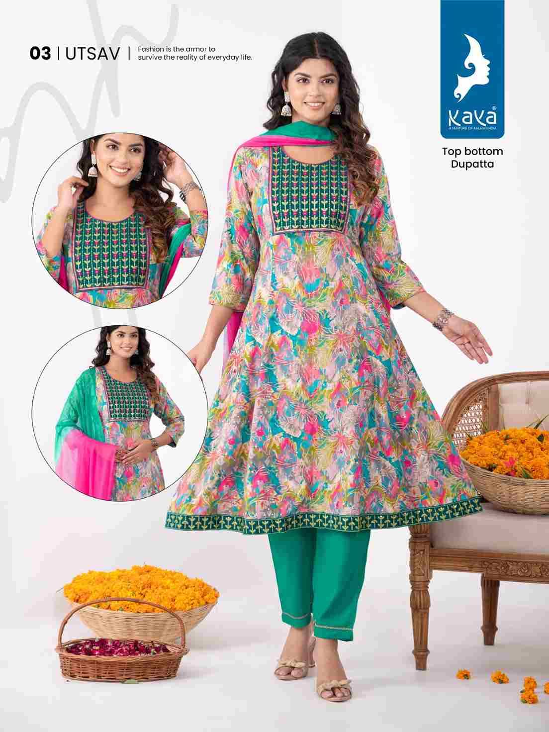 Utsav By Kaya 01 To 08 Series Beautiful Stylish Festive Suits Fancy Colorful Casual Wear & Ethnic Wear & Ready To Wear Rayon Print Dresses At Wholesale Price