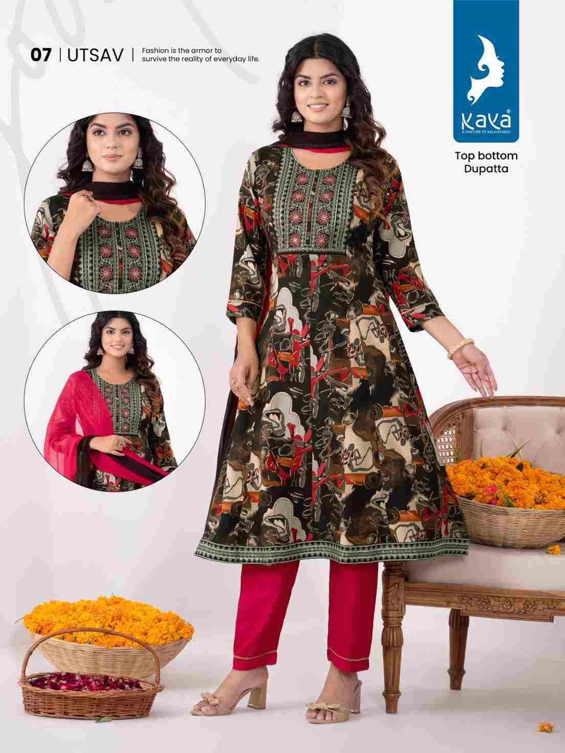 Utsav By Kaya 01 To 08 Series Beautiful Stylish Festive Suits Fancy Colorful Casual Wear & Ethnic Wear & Ready To Wear Rayon Print Dresses At Wholesale Price