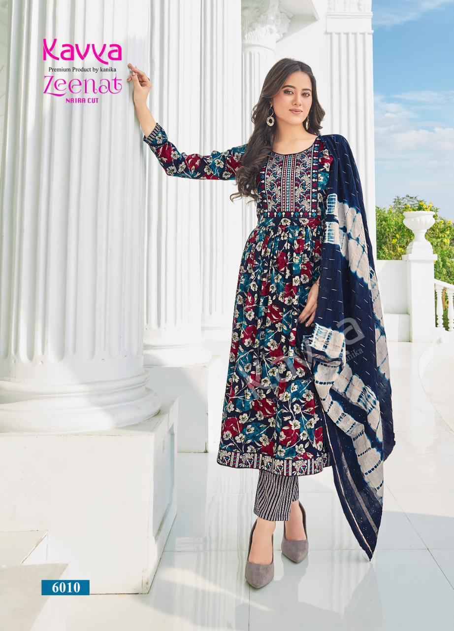 Zeenat Vol-6 By Kavya 6001 To 6010 Series Beautiful Stylish Festive Suits Fancy Colorful Casual Wear & Ethnic Wear & Ready To Wear Capsule Print Dresses At Wholesale Price