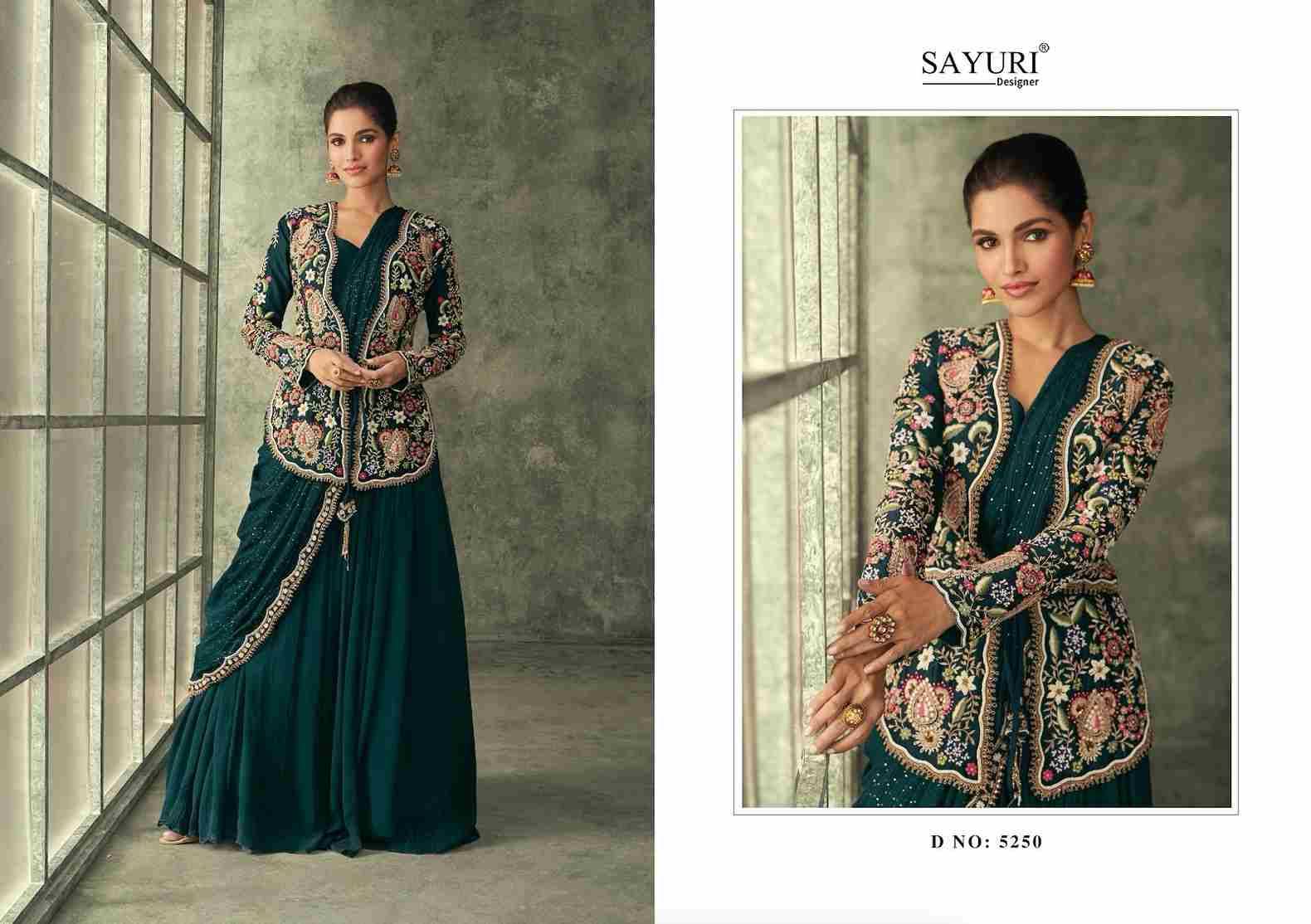 Evergreen Special Colours By Sayuri 5250 To 5250-C Series Designer Fetsive Suits Beautiful Fancy Colorful Stylish Party Wear & Occasional Wear Georgette/Chinnon/Silk Gowns With Dupatta At Wholesale Price
