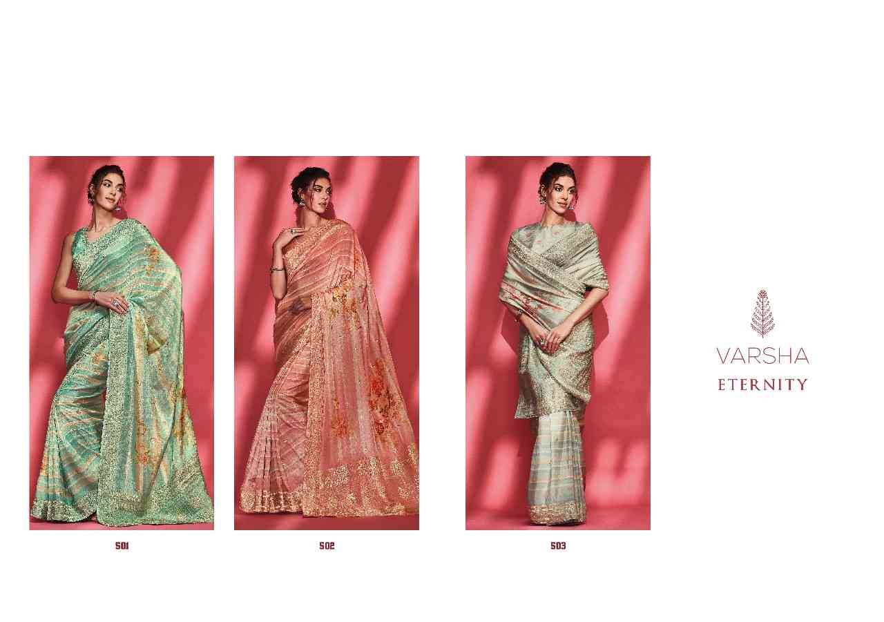 Eternity By Varsha 501 To 503 Series Indian Traditional Wear Collection Beautiful Stylish Fancy Colorful Party Wear & Occasional Wear Viscose Sarees At Wholesale Price