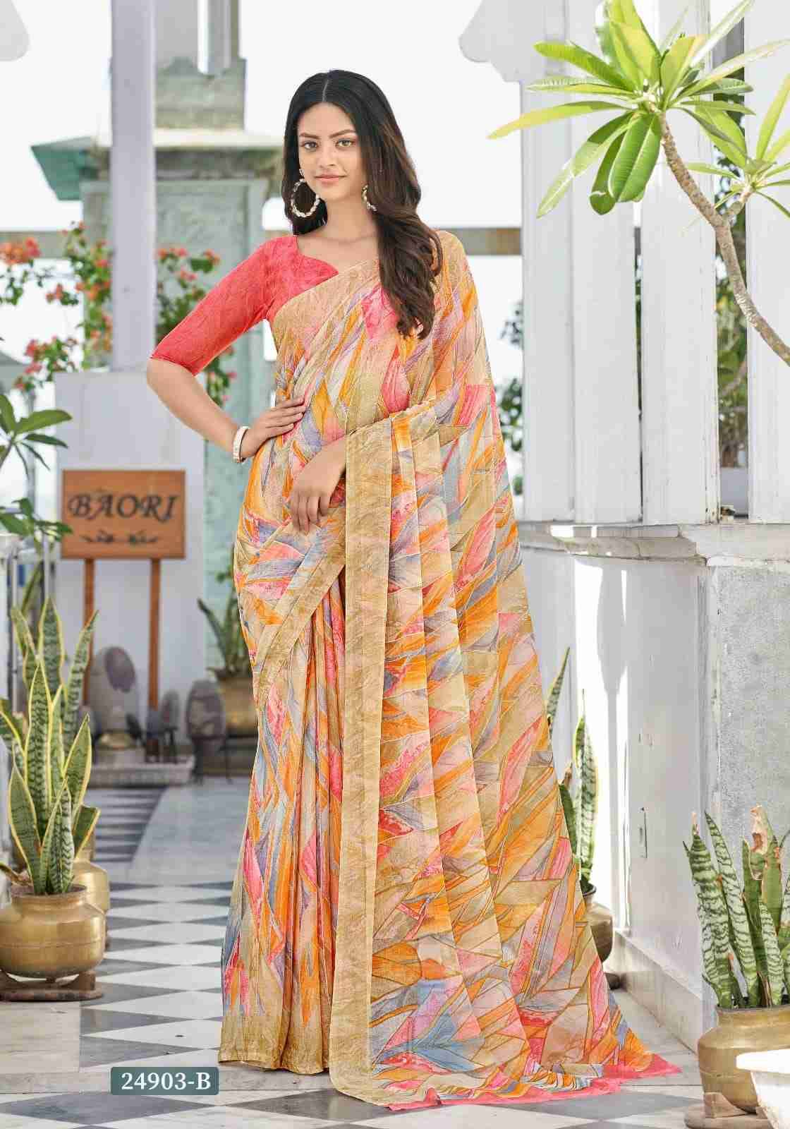 Star Chiffon Vol-122 By Ruchi Sarees 24901-A To 24906-B Series Indian Traditional Wear Collection Beautiful Stylish Fancy Colorful Party Wear & Occasional Wear Chiffon Print Sarees At Wholesale Price