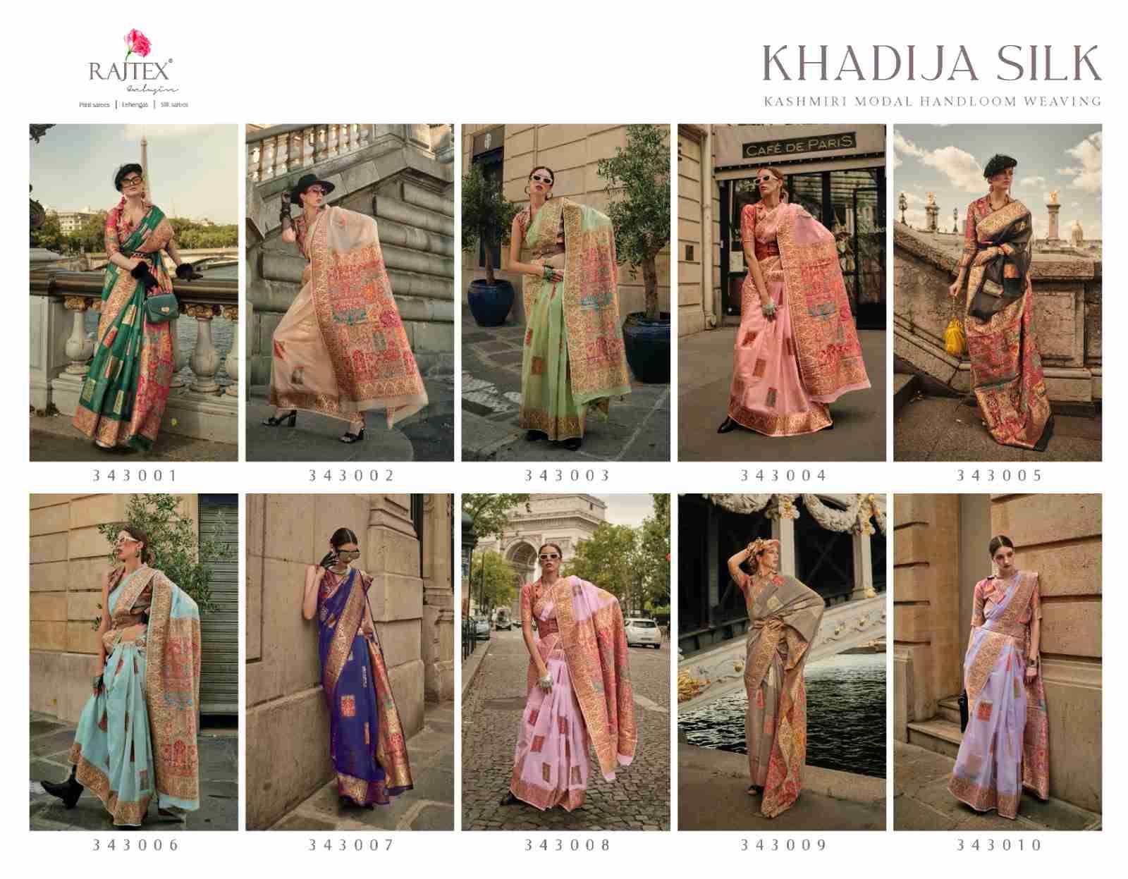 Khadija Silk By Raj Tex 343001 To 343010 Series Indian Traditional Wear Collection Beautiful Stylish Fancy Colorful Party Wear & Occasional Wear Handloom Silk Sarees At Wholesale Price