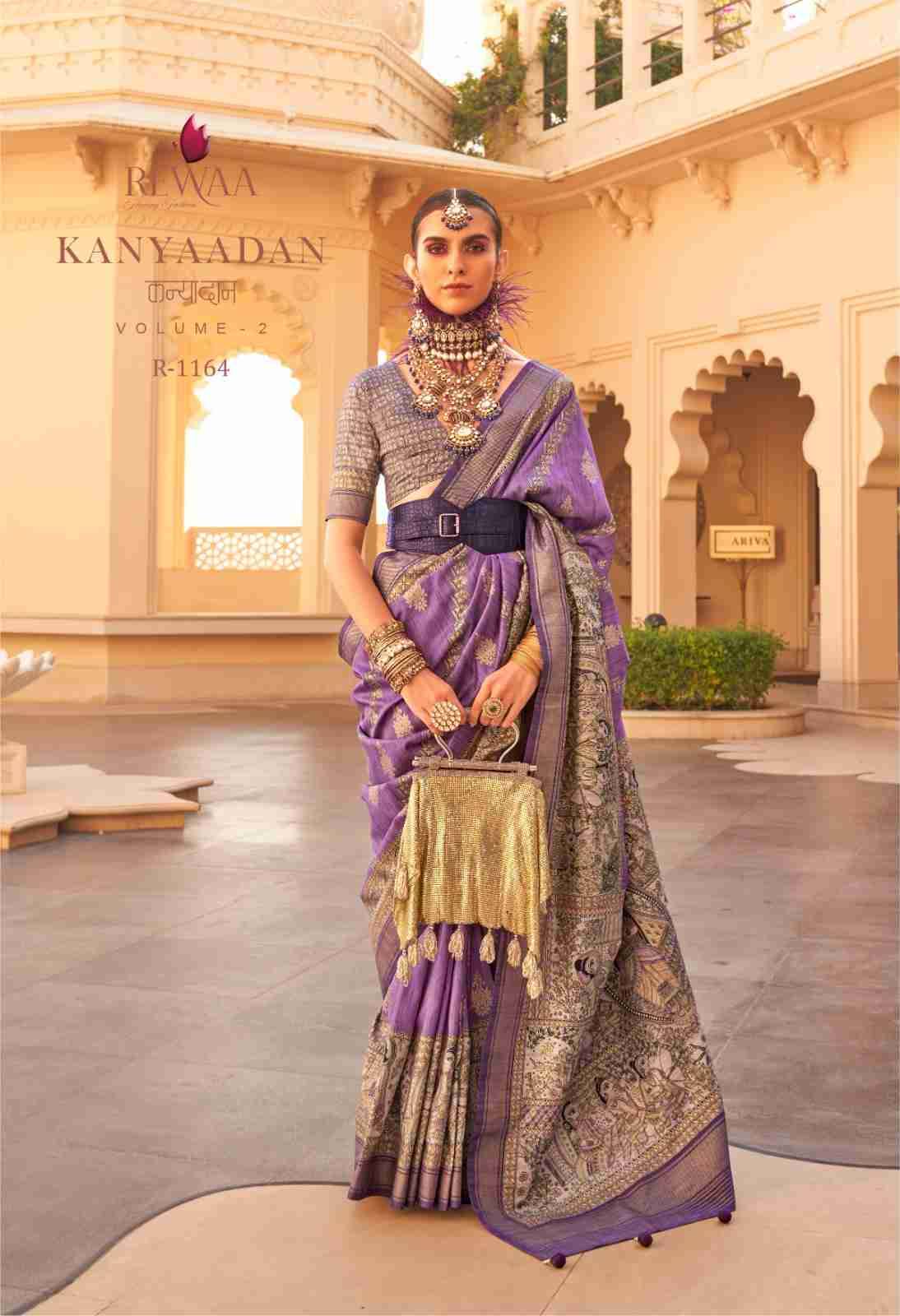 Kanyaadan Vol-2 By Rewaa 1156 To 1164 Series Indian Traditional Wear Collection Beautiful Stylish Fancy Colorful Party Wear & Occasional Wear Pure Silk Sarees At Wholesale Price