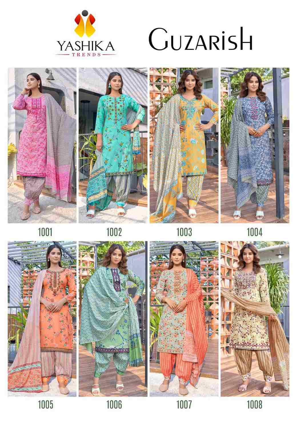Guzarish By Yashika Trends 1001 To 1008 Series Beautiful Stylish Festive Suits Fancy Colorful Casual Wear & Ethnic Wear & Ready To Wear Heavy Cotton Embroidered Dresses At Wholesale Price