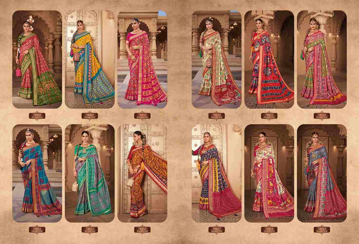 Aroma Silk Plus Vol-3 By Vipul Fashion 78408 To 78419 Series Indian Traditional Wear Collection Beautiful Stylish Fancy Colorful Party Wear & Occasional Wear Patola Silk Sarees At Wholesale Price