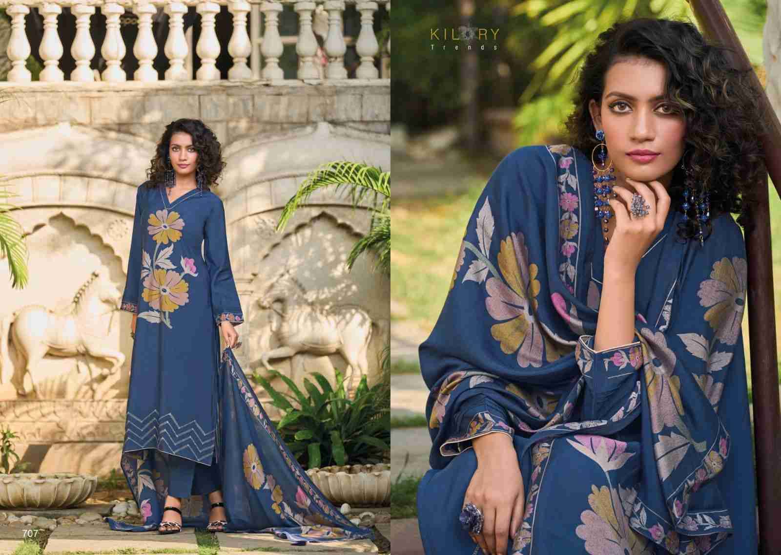 Zarina Vol-2 By Kilory 701 To 708 Series Beautiful Stylish Festive Suits Fancy Colorful Casual Wear & Ethnic Wear & Ready To Wear Pure Viscose Muslin With Embroidery Dresses At Wholesale Price