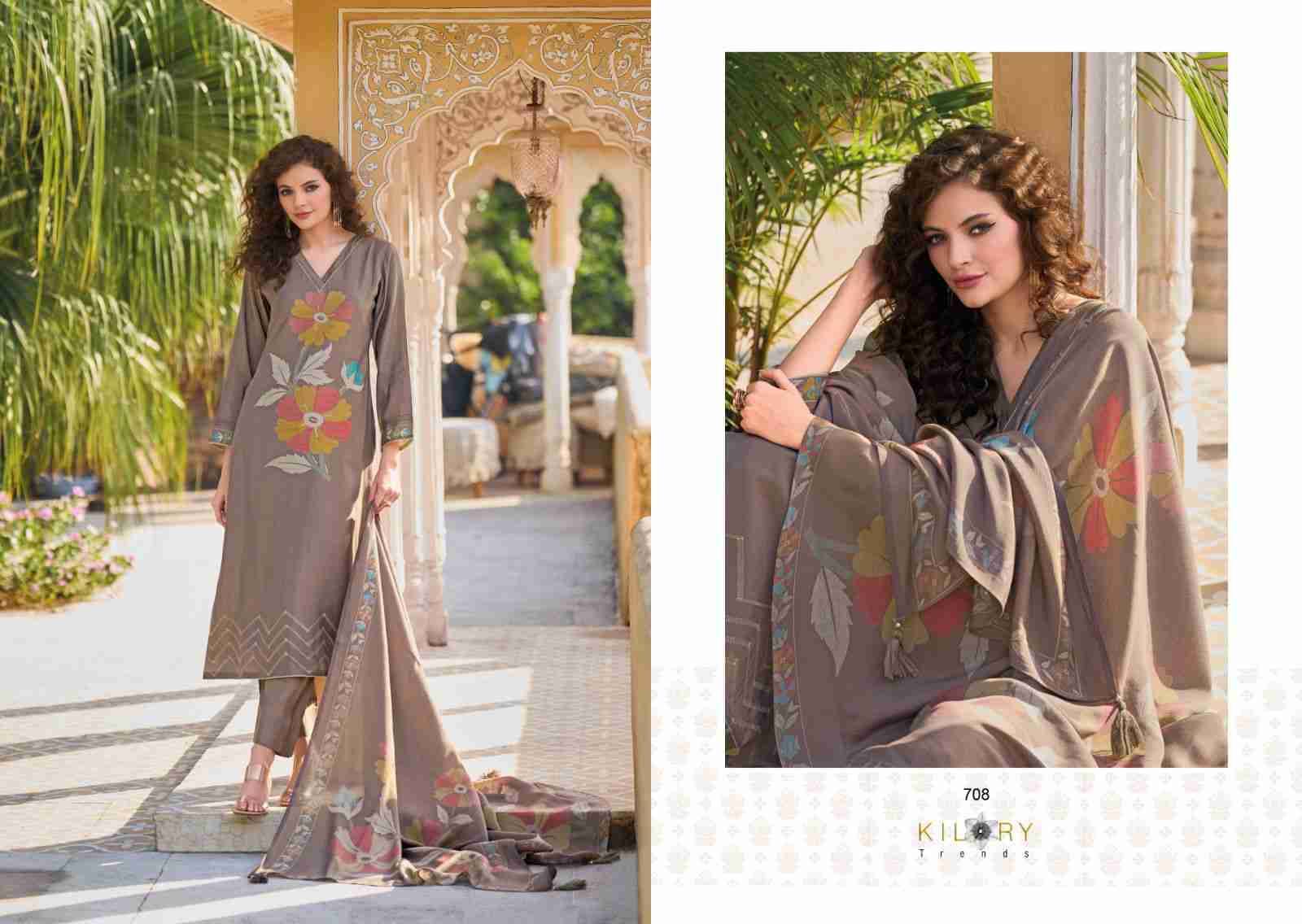 Zarina Vol-2 By Kilory 701 To 708 Series Beautiful Stylish Festive Suits Fancy Colorful Casual Wear & Ethnic Wear & Ready To Wear Pure Viscose Muslin With Embroidery Dresses At Wholesale Price