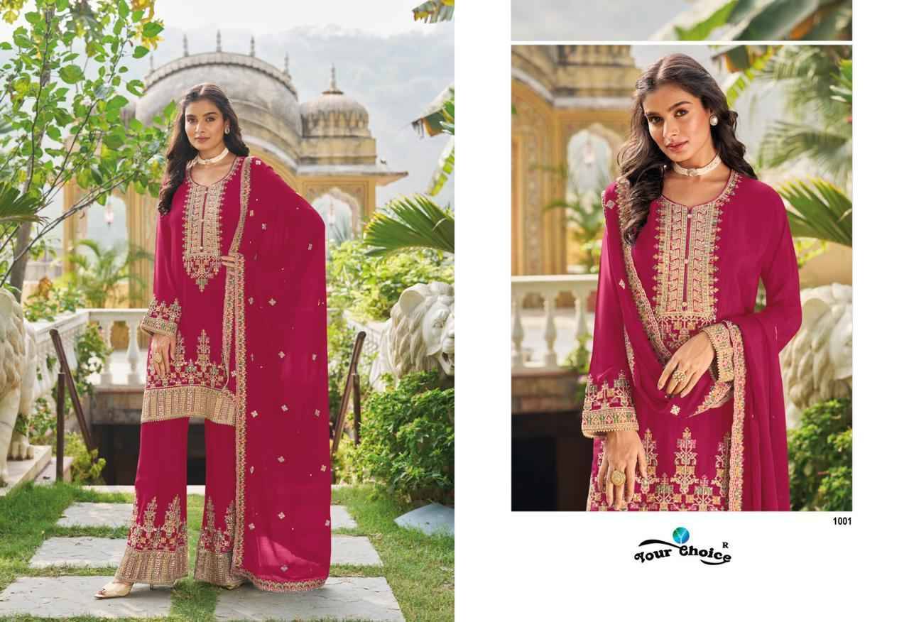 Preet By Your Choice 1001 To 1004 Series Beautiful Sharara Suits Colorful Stylish Fancy Casual Wear & Ethnic Wear Heavy Chinnon Dresses At Wholesale Price