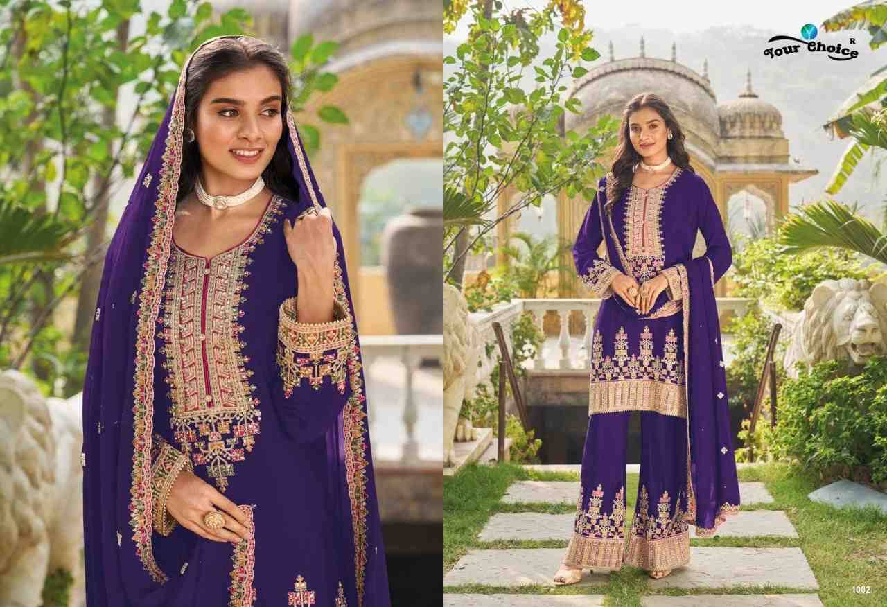 Preet By Your Choice 1001 To 1004 Series Beautiful Sharara Suits Colorful Stylish Fancy Casual Wear & Ethnic Wear Heavy Chinnon Dresses At Wholesale Price