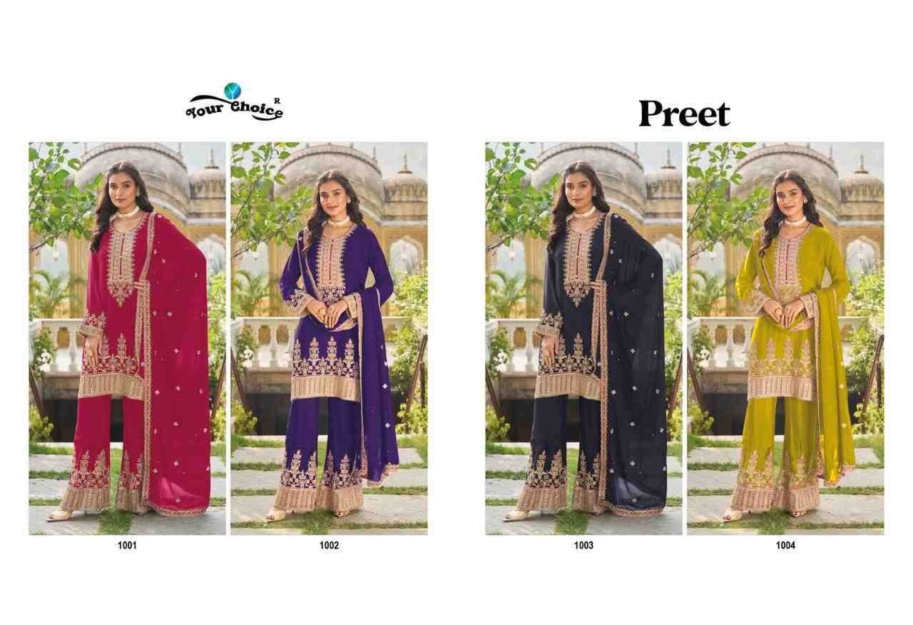 Preet By Your Choice 1001 To 1004 Series Beautiful Sharara Suits Colorful Stylish Fancy Casual Wear & Ethnic Wear Heavy Chinnon Dresses At Wholesale Price