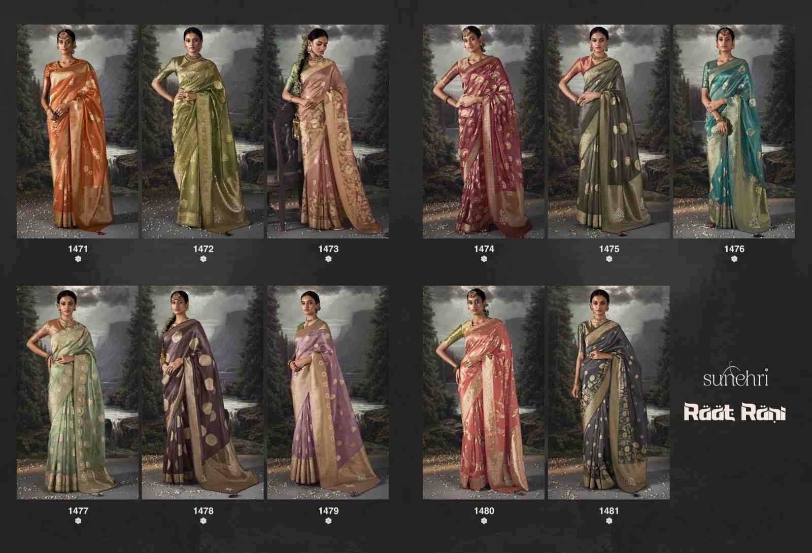 Raat Rani By Kimora Fashion 1471 To 1481 Series Indian Traditional Wear Collection Beautiful Stylish Fancy Colorful Party Wear & Occasional Wear Banarasi Silk Sarees At Wholesale Price