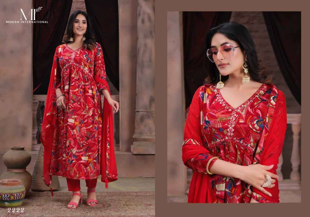 Alia Vol-1 By Moskh International 2221 To 2224 Series Beautiful Festive Suits Colorful Stylish Fancy Casual Wear & Ethnic Wear Rayon Print Dresses At Wholesale Price