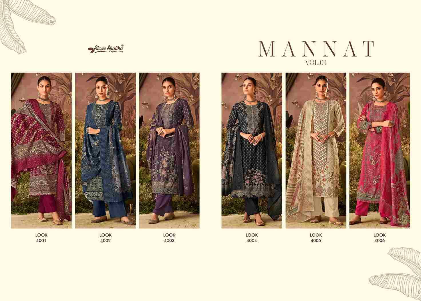 Mannat Vol-4 By Shree Shalika Fashion 4001 To 4006 Series Beautiful Festive Suits Colorful Stylish Fancy Casual Wear & Ethnic Wear Cotton Lawn Digital Print Dresses At Wholesale Price