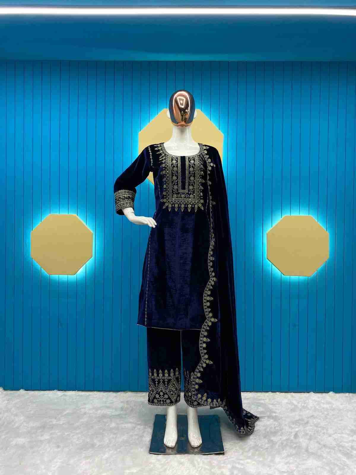 L-1768 By Fashid Wholesale Beautiful Festive Suits Colorful Stylish Fancy Casual Wear & Ethnic Wear Viscose Velvet Embroidered Dresses At Wholesale Price