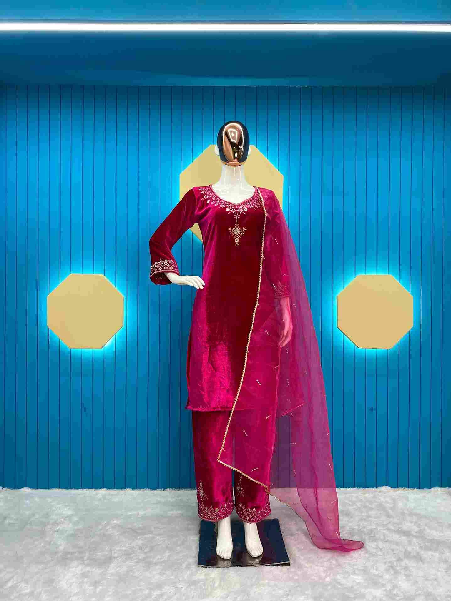 L-1785 By Fashid Wholesale Beautiful Festive Suits Colorful Stylish Fancy Casual Wear & Ethnic Wear Viscose Velvet Embroidered Dresses At Wholesale Price