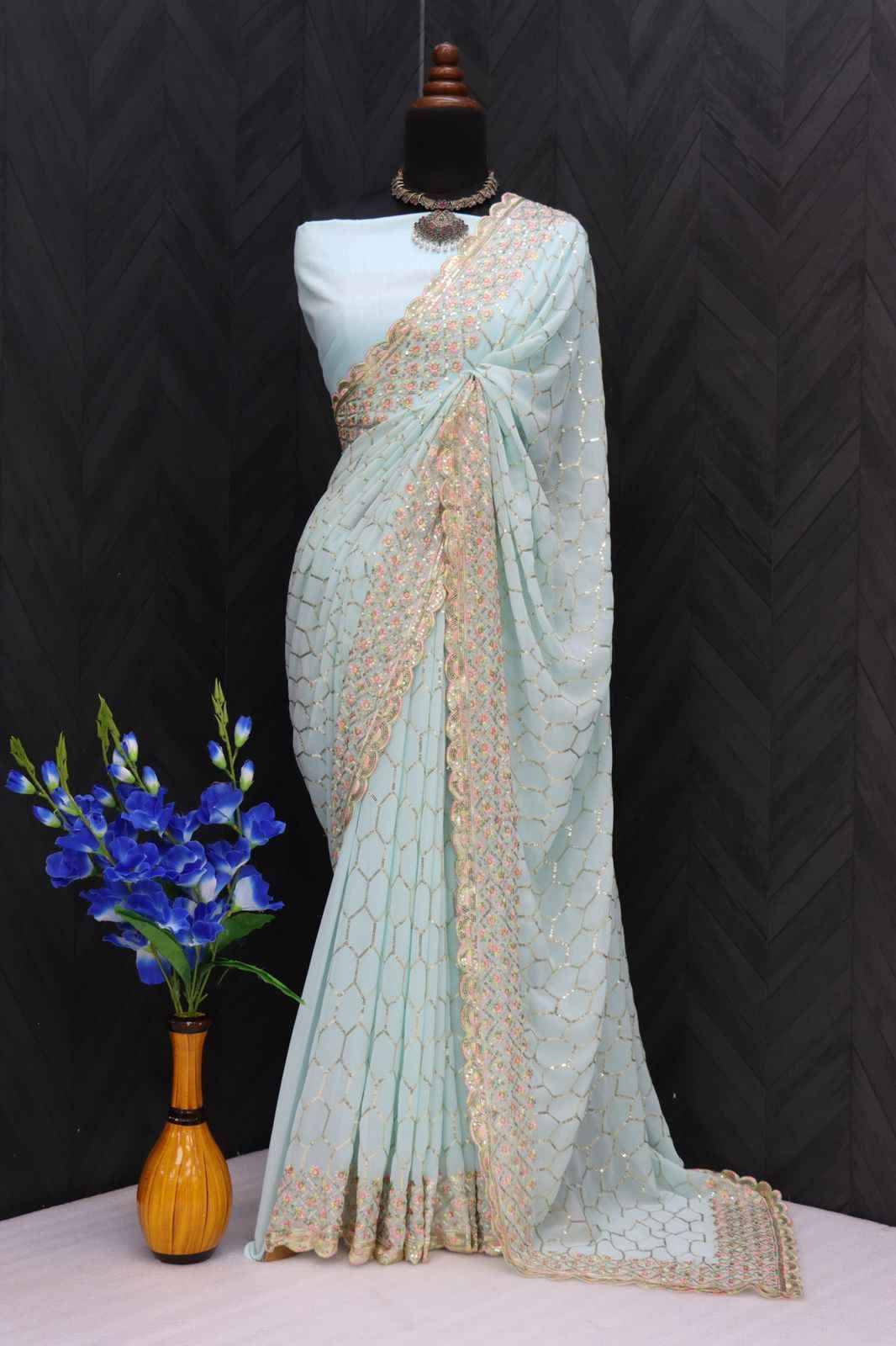 Vyoma By Fashid Wholesale 01 To 06 Series Indian Traditional Wear Collection Beautiful Stylish Fancy Colorful Party Wear & Occasional Wear Faux Georgette Sarees At Wholesale Price