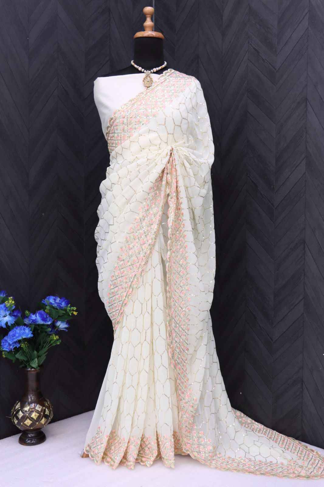 Vyoma By Fashid Wholesale 01 To 06 Series Indian Traditional Wear Collection Beautiful Stylish Fancy Colorful Party Wear & Occasional Wear Faux Georgette Sarees At Wholesale Price