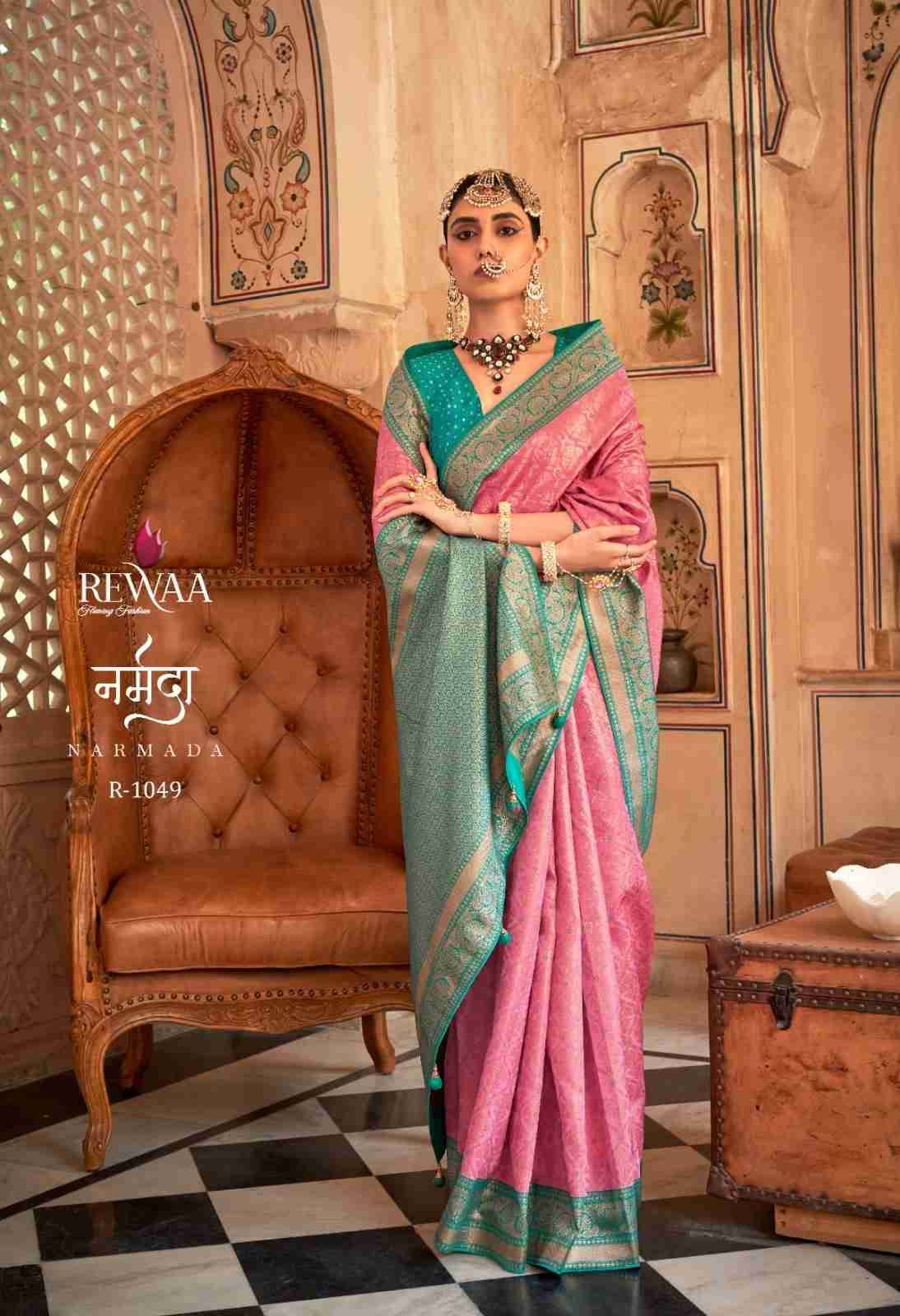 Narmada By Rewaa 1046 To 1050 Series Indian Traditional Wear Collection Beautiful Stylish Fancy Colorful Party Wear & Occasional Wear Pure Banarasi Silk Sarees At Wholesale Price