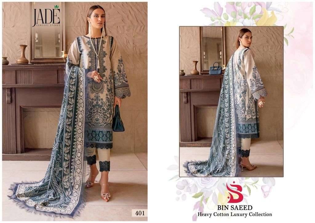 Bin Saeed Vol-4 By Jade 401 To 406 Series Beautiful Festive Suits Stylish Fancy Colorful Casual Wear & Ethnic Wear Pure Lawn Cotton Print Dresses At Wholesale Price