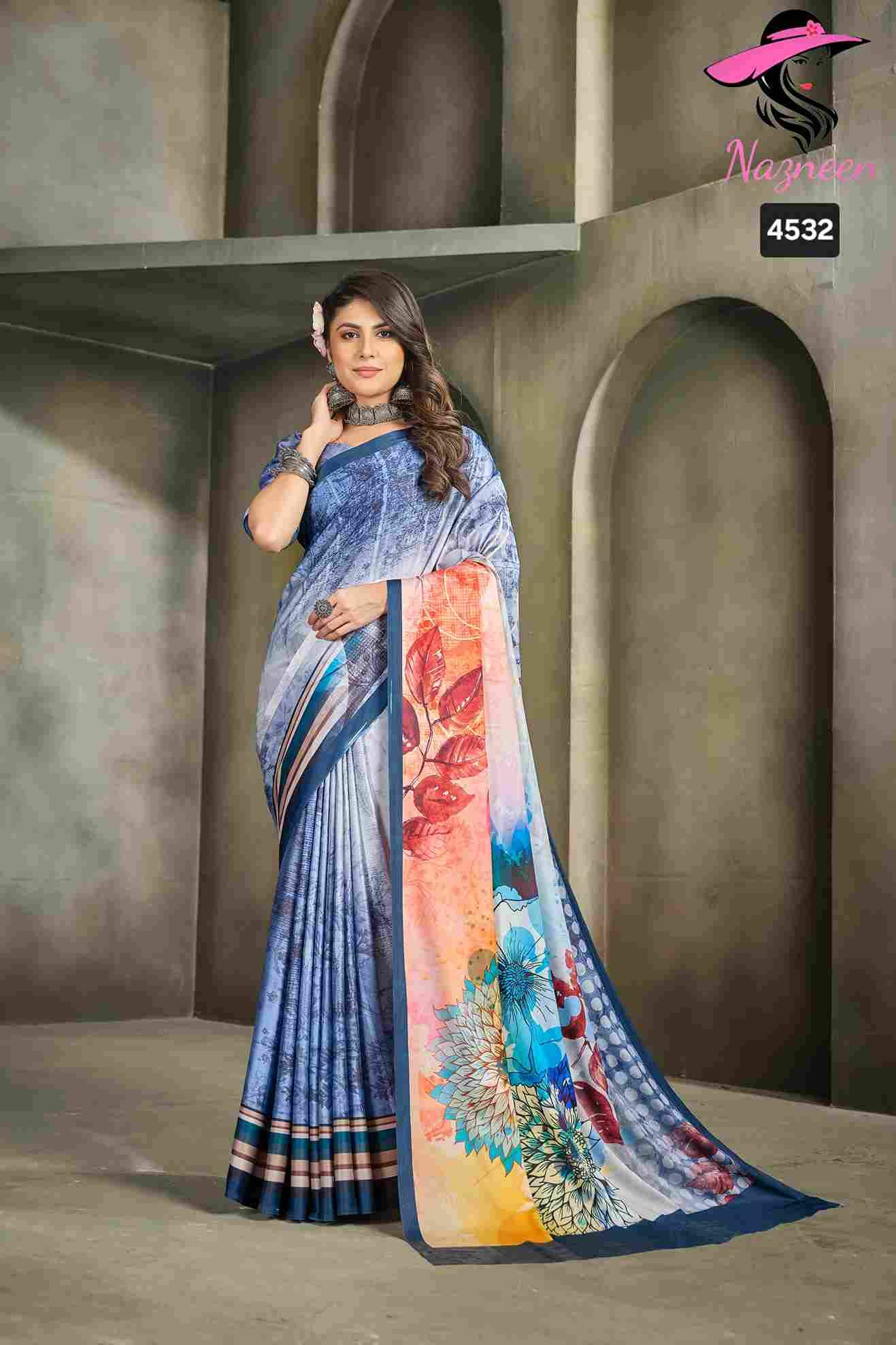 Ghoomer By Nazneen 4532 To 4540 Series Indian Traditional Wear Collection Beautiful Stylish Fancy Colorful Party Wear & Occasional Wear Japan Satin Sarees At Wholesale Price