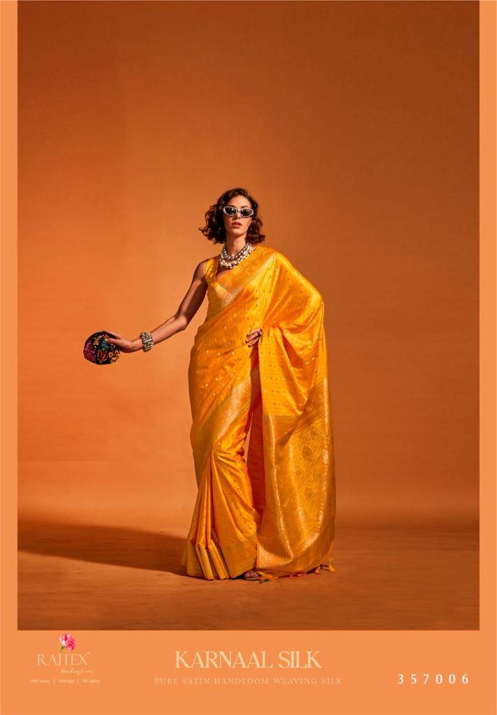 Karnaal Silk By Raj Tex 357001 To 357006 Series Indian Traditional Wear Collection Beautiful Stylish Fancy Colorful Party Wear & Occasional Wear Satin Silk Sarees At Wholesale Price