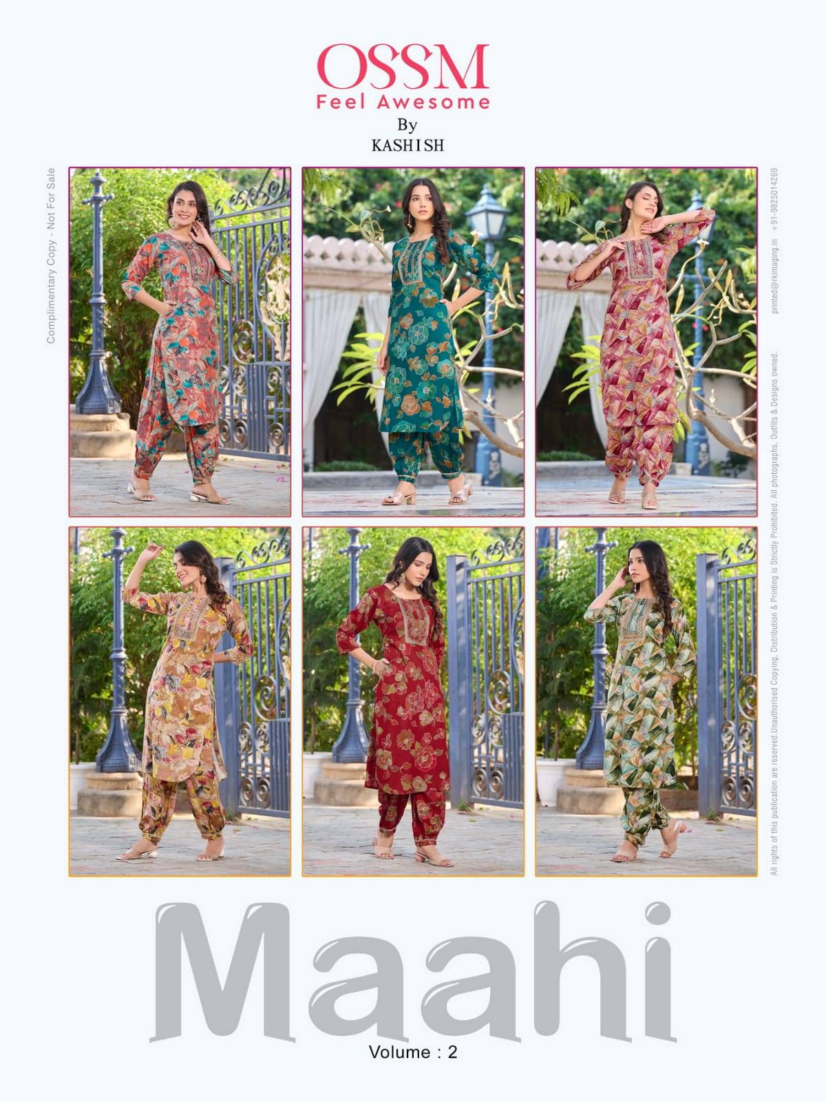 Maahi Vol-2 By Ossm 201 To 206 Series Designer Stylish Fancy Colorful Beautiful Party Wear & Ethnic Wear Collection Heavy Rayon Print Kurtis With Bottom At Wholesale Price