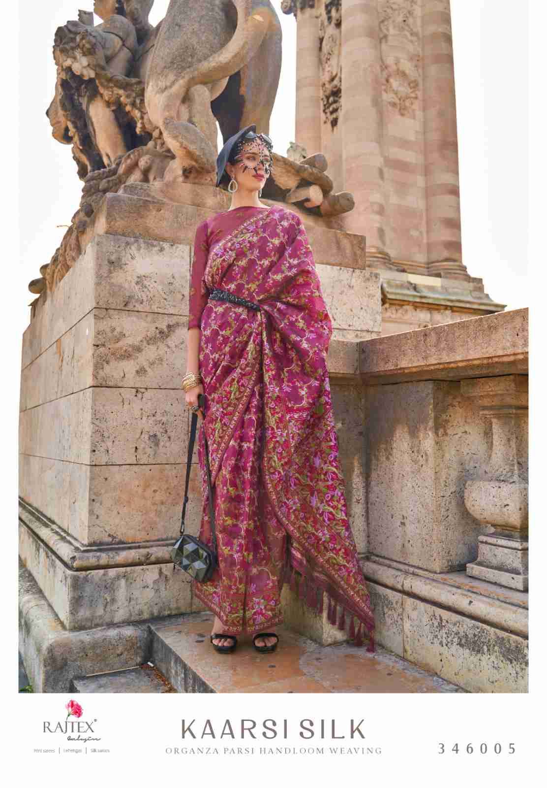 Kaarsi Silk By Raj Tex 346001 To 346010 Series Indian Traditional Wear Collection Beautiful Stylish Fancy Colorful Party Wear & Occasional Wear Organza Silk Sarees At Wholesale Price