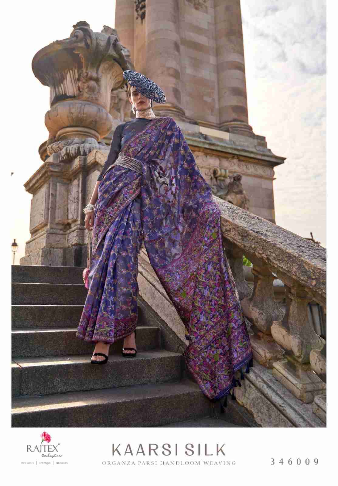 Kaarsi Silk By Raj Tex 346001 To 346010 Series Indian Traditional Wear Collection Beautiful Stylish Fancy Colorful Party Wear & Occasional Wear Organza Silk Sarees At Wholesale Price