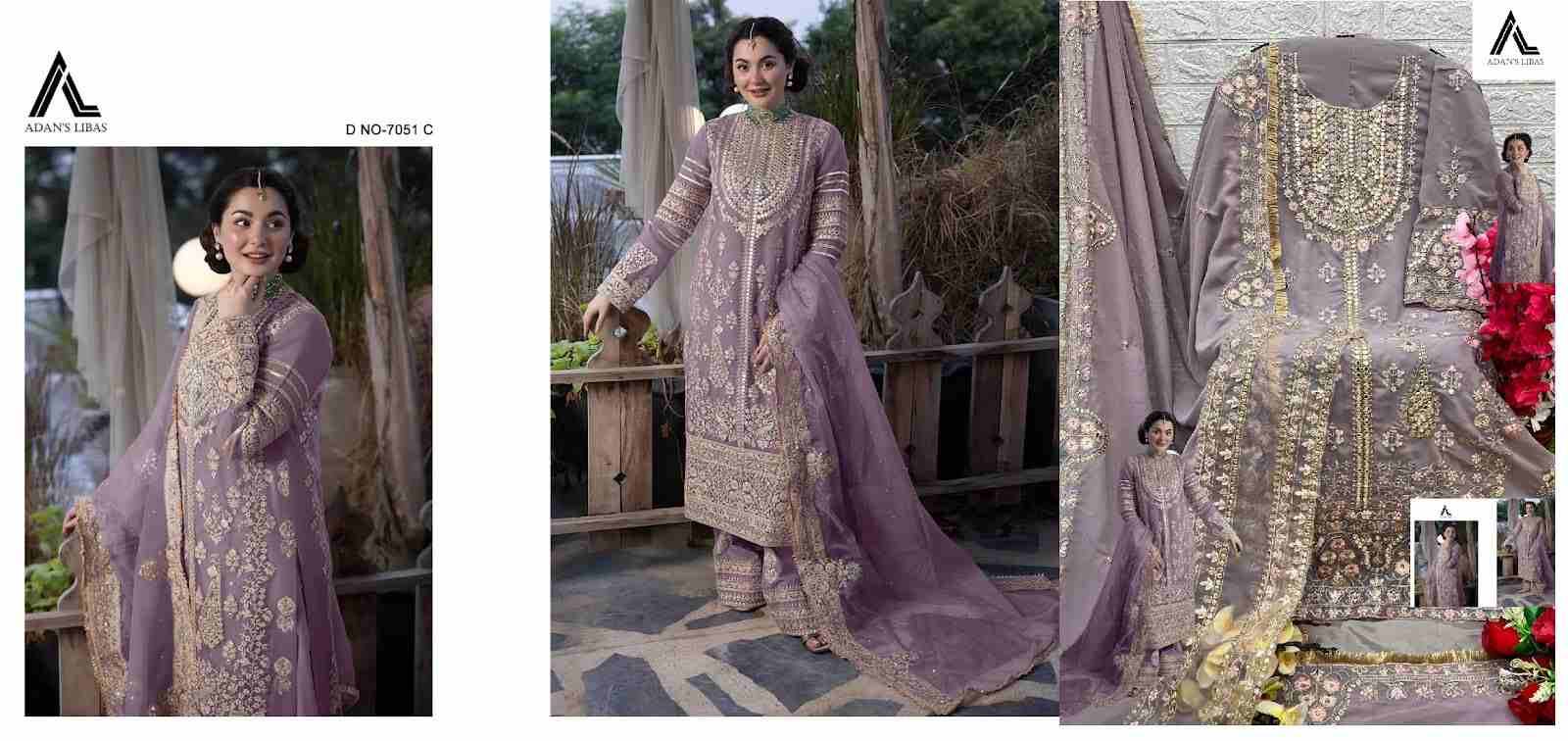 Adans Libas 7051 Colours By Adans Libas 7051-A To 7051-D Series Beautiful Pakistani Suits Colorful Stylish Fancy Casual Wear & Ethnic Wear Faux Georgette Embroidered Dresses At Wholesale Price