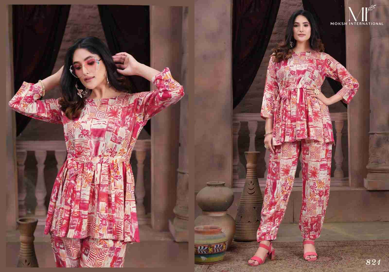 Co-Ord Set Kesar By Moksh International 821 To 825 Series Designer Stylish Fancy Colorful Beautiful Party Wear & Ethnic Wear Collection Premium Chnaderi Co-Ord At Wholesale Price