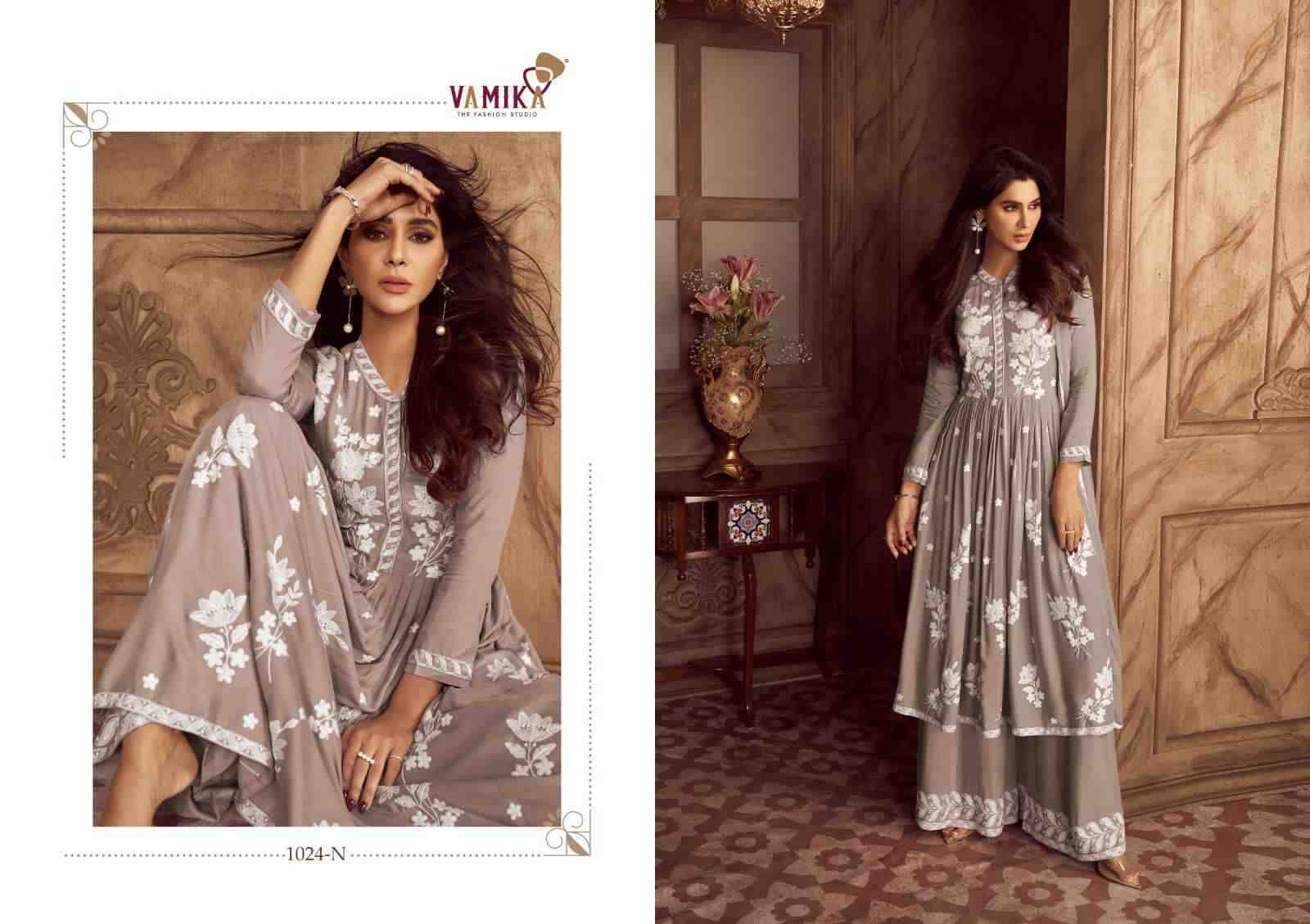 Lakhnawi Vol-4 Diamond By Vamika 1024-M To 1024-Q Series Beautiful Stylish Suits Fancy Colorful Casual Wear & Ethnic Wear & Ready To Wear Heavy Rayon Dresses At Wholesale Price