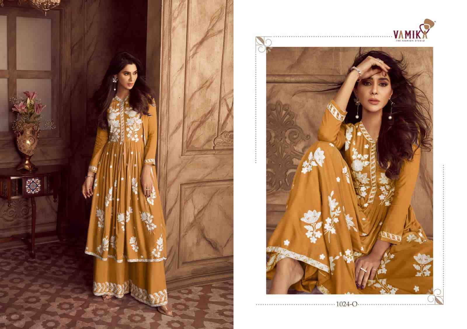 Lakhnawi Vol-4 Diamond By Vamika 1024-M To 1024-Q Series Beautiful Stylish Suits Fancy Colorful Casual Wear & Ethnic Wear & Ready To Wear Heavy Rayon Dresses At Wholesale Price