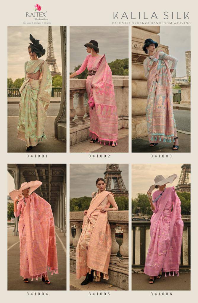 Kalila Silk By Raj Tex 341001 To 341006 Series Indian Traditional Wear Collection Beautiful Stylish Fancy Colorful Party Wear & Occasional Wear Handloom Silk Sarees At Wholesale Price