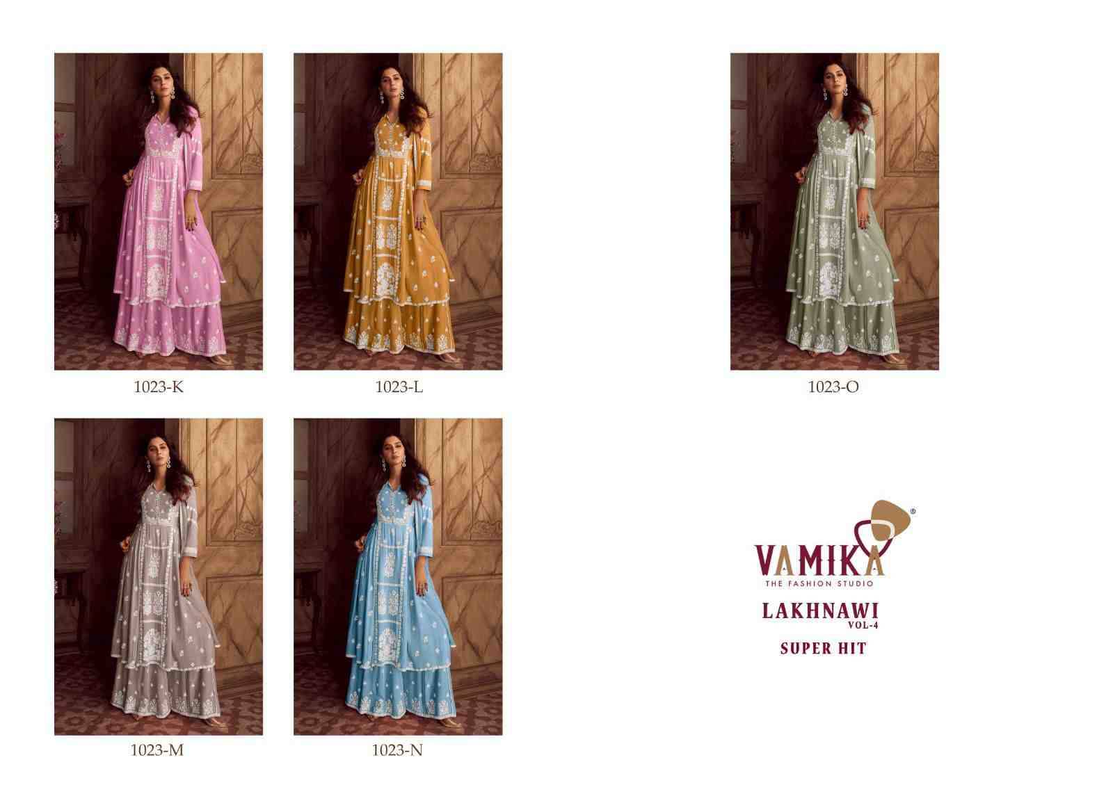 Lakhnawi Vol-4 Super Hit By Vamika 1023-K To 1023-O Series Beautiful Stylish Suits Fancy Colorful Casual Wear & Ethnic Wear & Ready To Wear Heavy Rayon Dresses At Wholesale Price