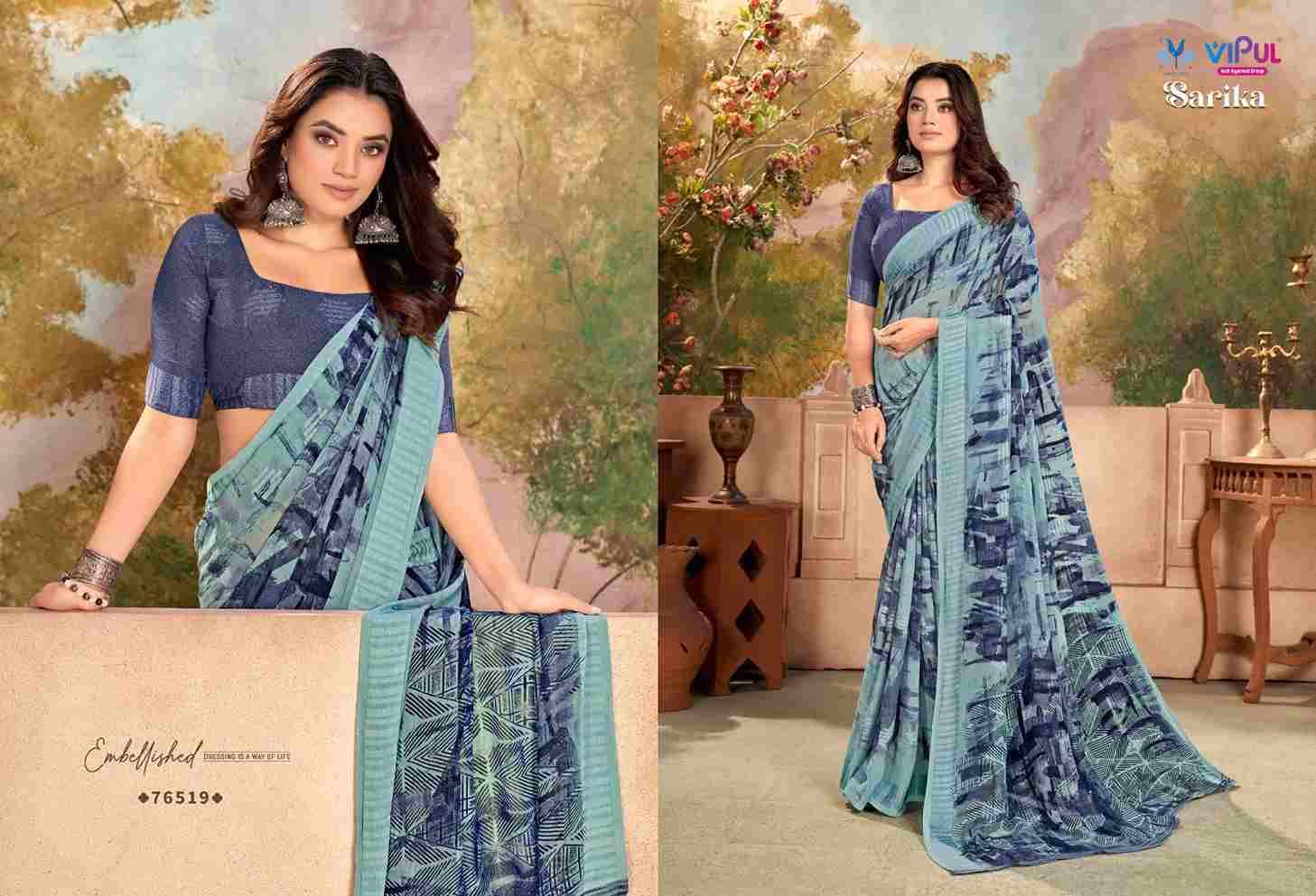 Sarika By Vipul Fashion 76518 To 76529 Series Indian Traditional Wear Collection Beautiful Stylish Fancy Colorful Party Wear & Occasional Wear Georgette Sarees At Wholesale Price