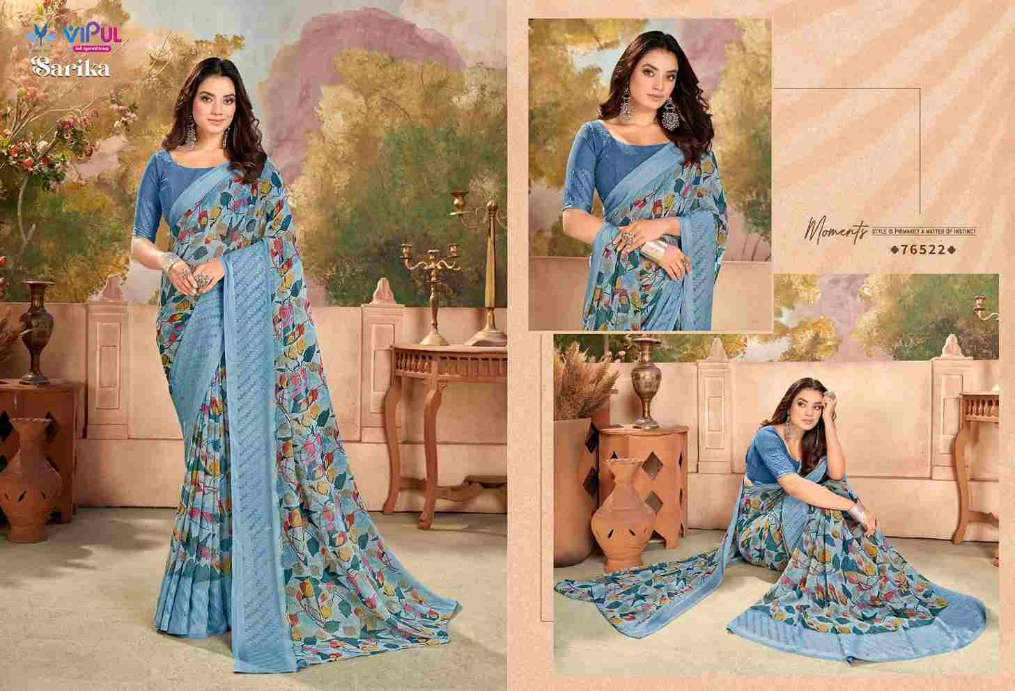 Sarika By Vipul Fashion 76518 To 76529 Series Indian Traditional Wear Collection Beautiful Stylish Fancy Colorful Party Wear & Occasional Wear Georgette Sarees At Wholesale Price