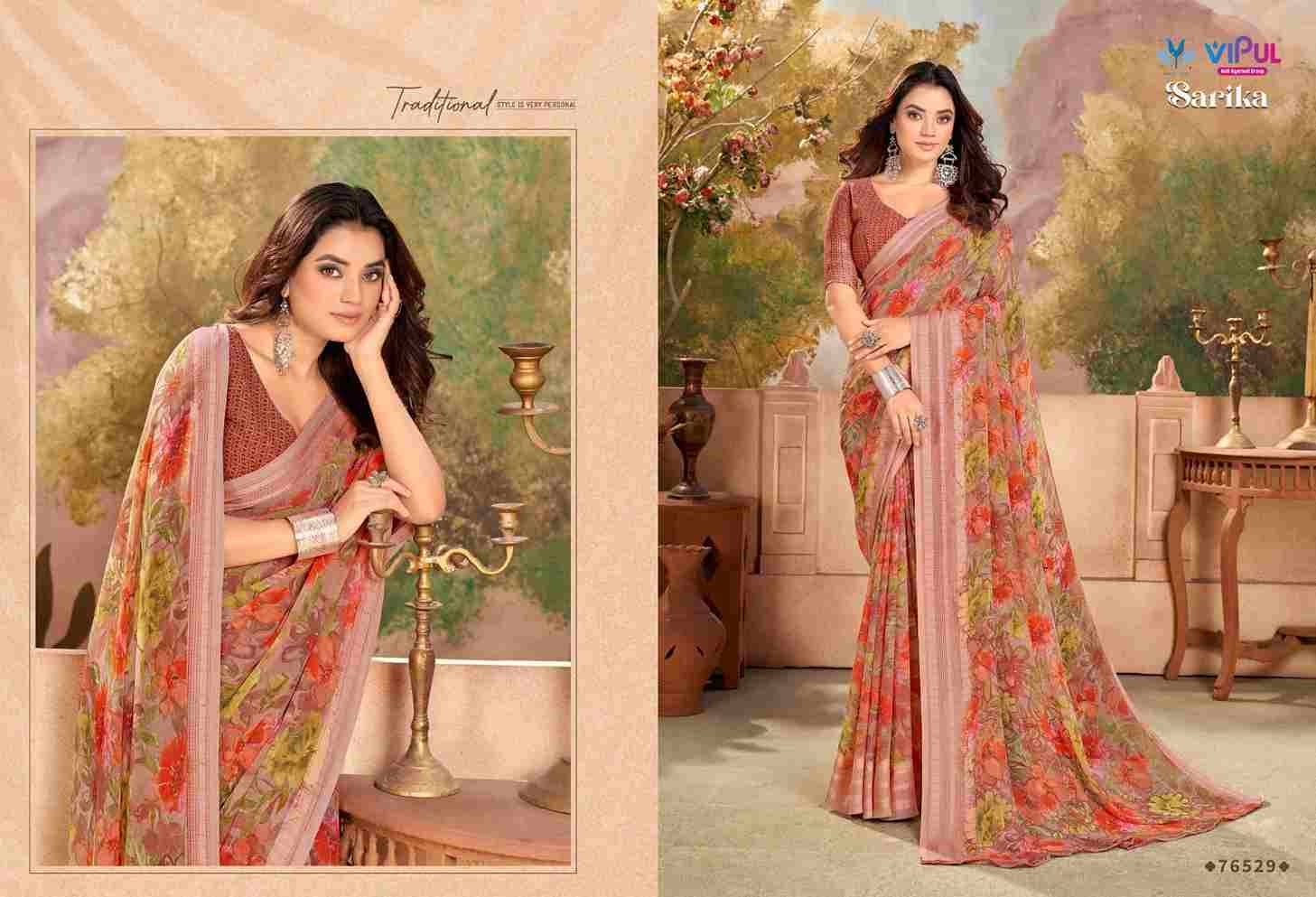 Sarika By Vipul Fashion 76518 To 76529 Series Indian Traditional Wear Collection Beautiful Stylish Fancy Colorful Party Wear & Occasional Wear Georgette Sarees At Wholesale Price