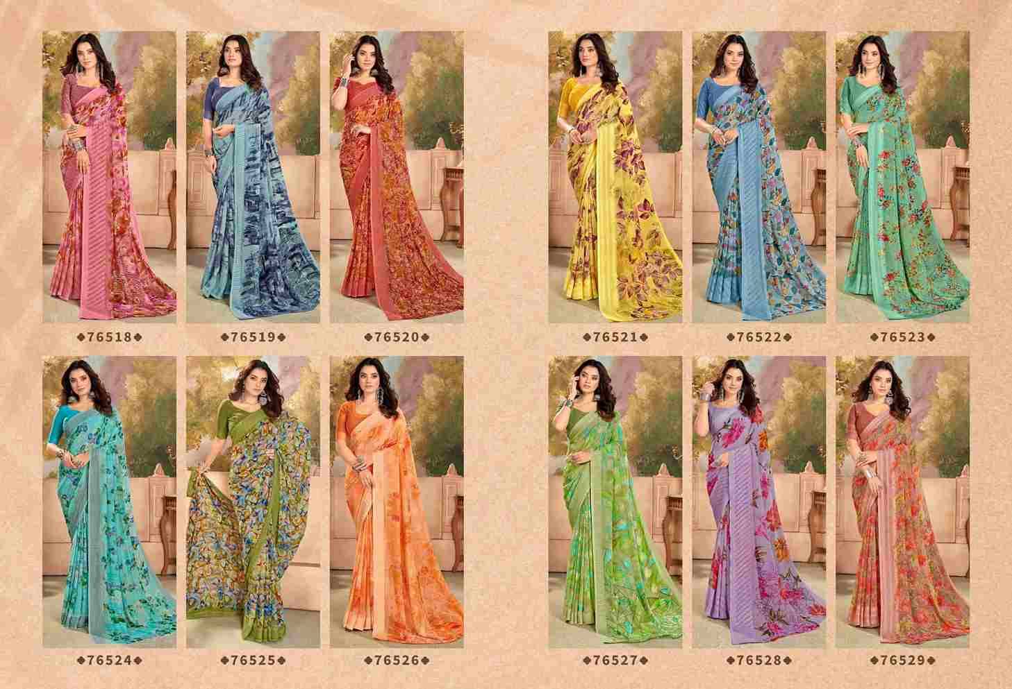 Sarika By Vipul Fashion 76518 To 76529 Series Indian Traditional Wear Collection Beautiful Stylish Fancy Colorful Party Wear & Occasional Wear Georgette Sarees At Wholesale Price