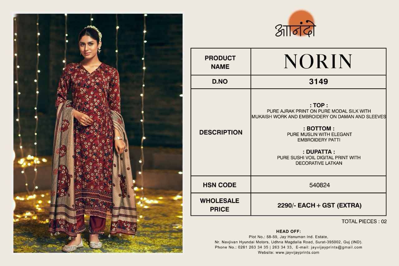 Norin-3149 By Anando 3149-A To 3149-B Series Designer Pakistani Suits Beautiful Stylish Fancy Colorful Party Wear & Occasional Wear Pure Modal Silk Dresses At Wholesale Price