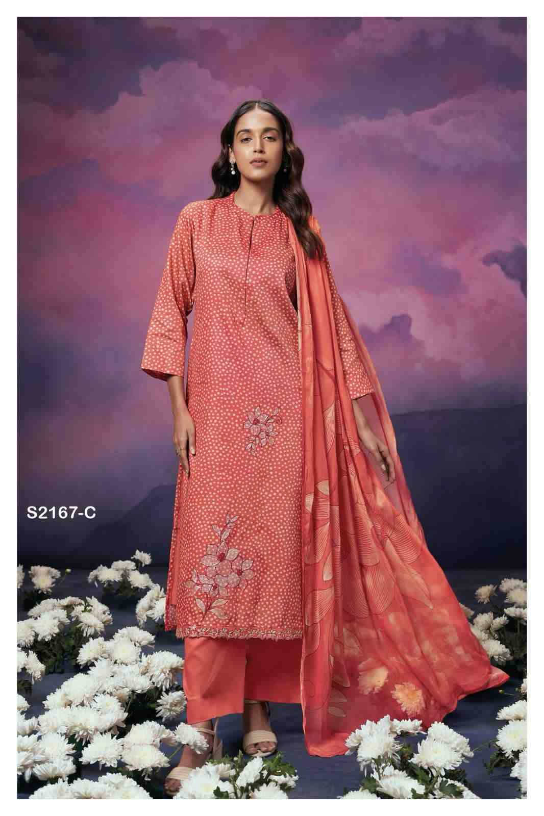 Elsie-2167 By Ganga Fashion 2167-A To 2167-D Series Beautiful Festive Suits Colorful Stylish Fancy Casual Wear & Ethnic Wear Cotton Silk Dresses At Wholesale Price