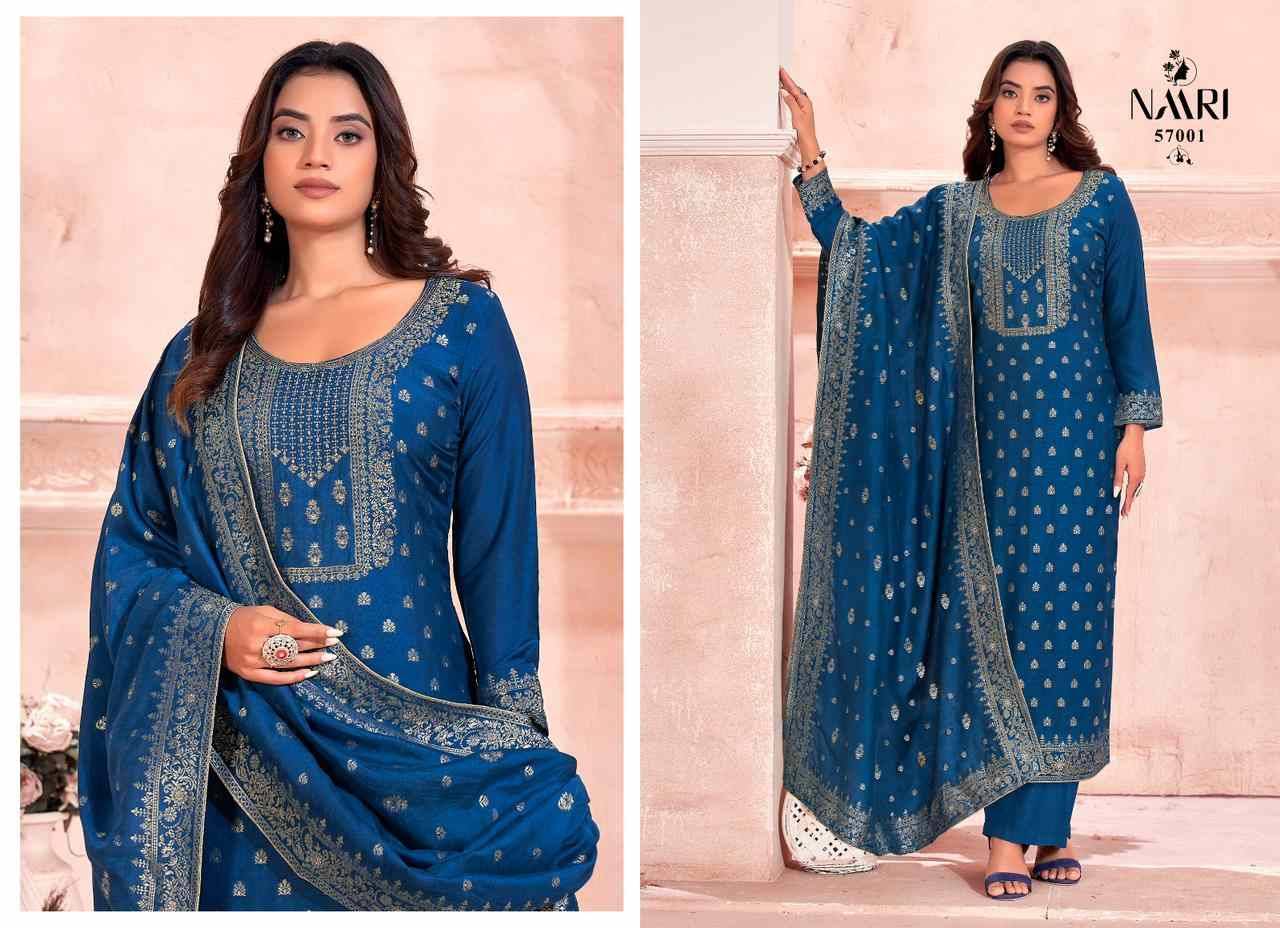 Salaar By Naari 57001 To 57004 Series Beautiful Festive Suits Colorful Stylish Fancy Casual Wear & Ethnic Wear Pure Viscose Muslin Jacquard Dresses At Wholesale Price