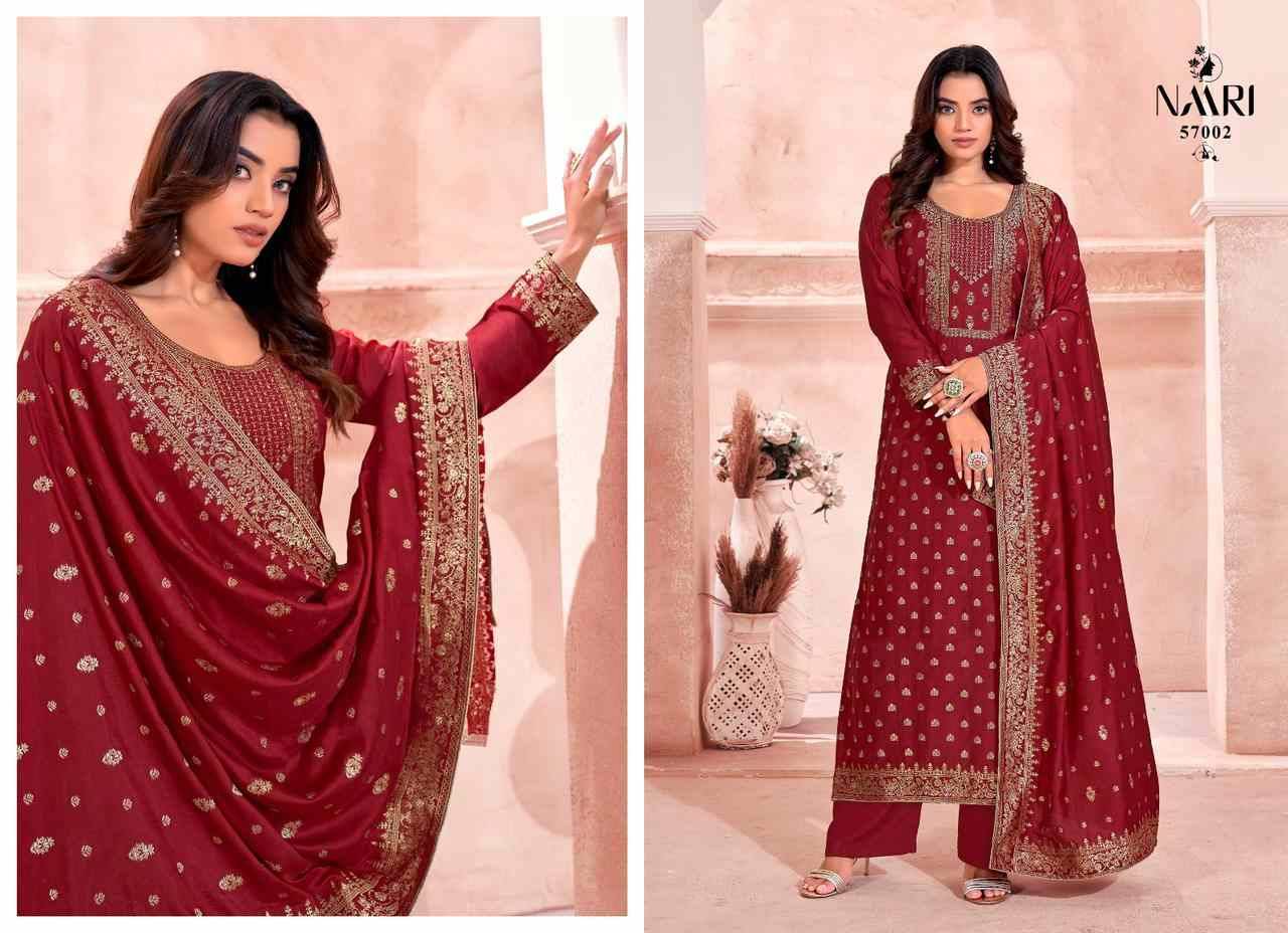 Salaar By Naari 57001 To 57004 Series Beautiful Festive Suits Colorful Stylish Fancy Casual Wear & Ethnic Wear Pure Viscose Muslin Jacquard Dresses At Wholesale Price