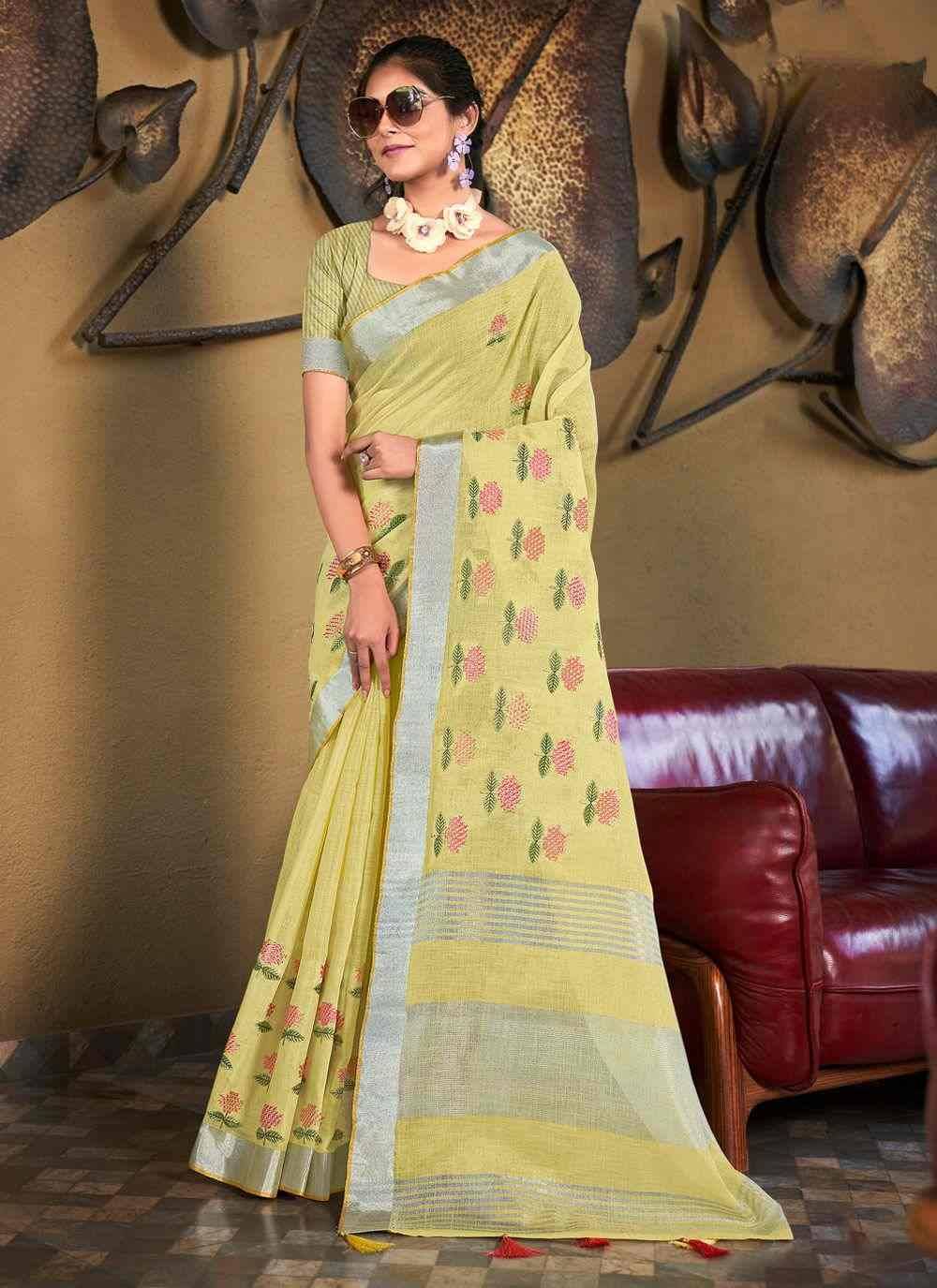 Linen Queen By Bunawat 1001 To 1008 Series Indian Traditional Wear Collection Beautiful Stylish Fancy Colorful Party Wear & Occasional Wear Linen Sarees At Wholesale Price