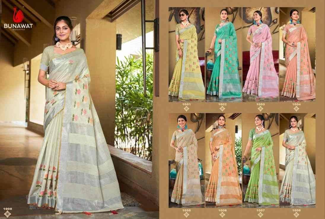 Linen Queen By Bunawat 1001 To 1008 Series Indian Traditional Wear Collection Beautiful Stylish Fancy Colorful Party Wear & Occasional Wear Linen Sarees At Wholesale Price