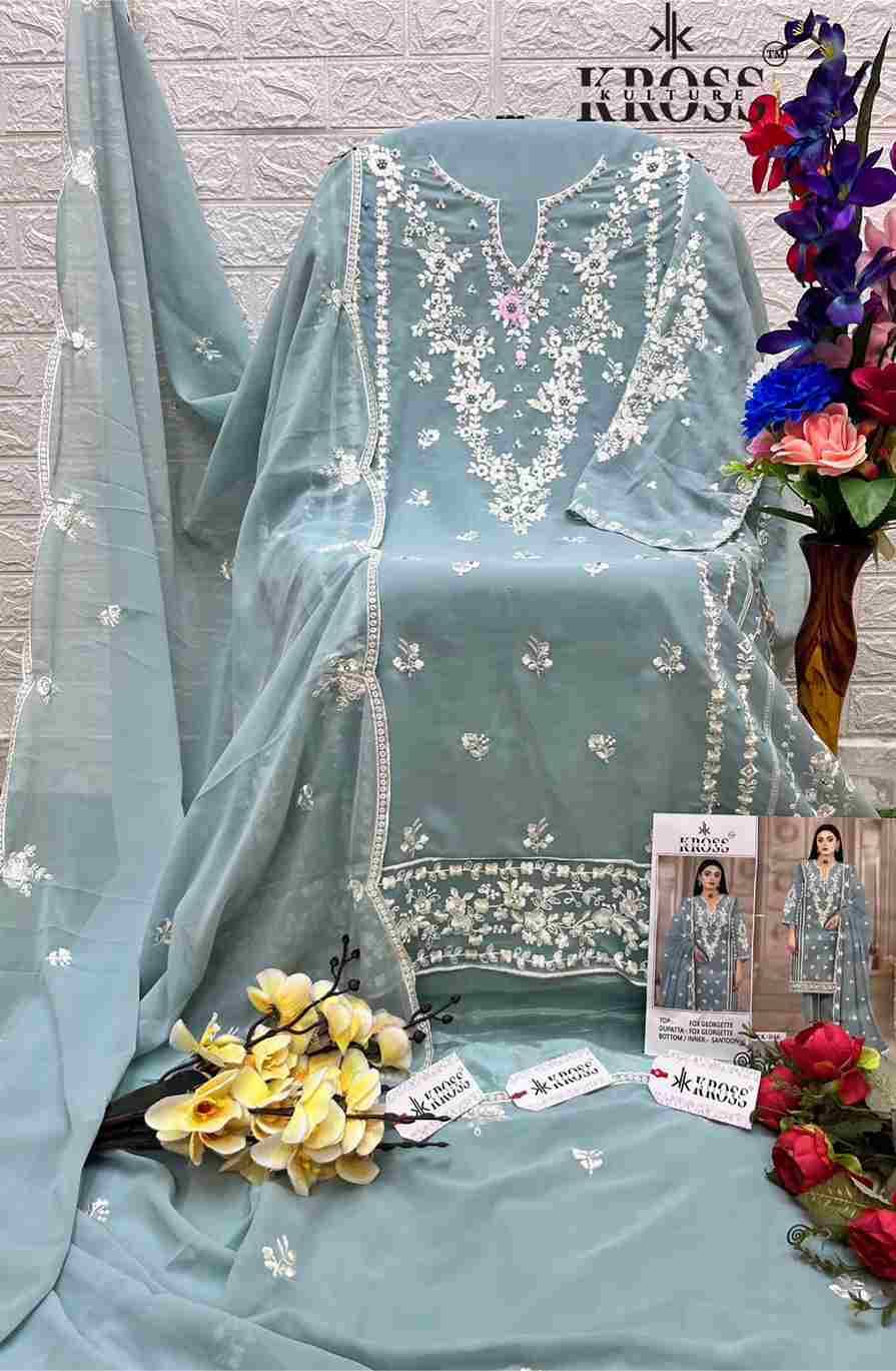 Kross Kulture Hit Design 046 Colours By Kross Kulture 046-A To 046-D Series Beautiful Stylish Pakistani Suits Fancy Colorful Casual Wear & Ethnic Wear & Ready To Wear Faux Georgette Embroidered Dresses At Wholesale Price