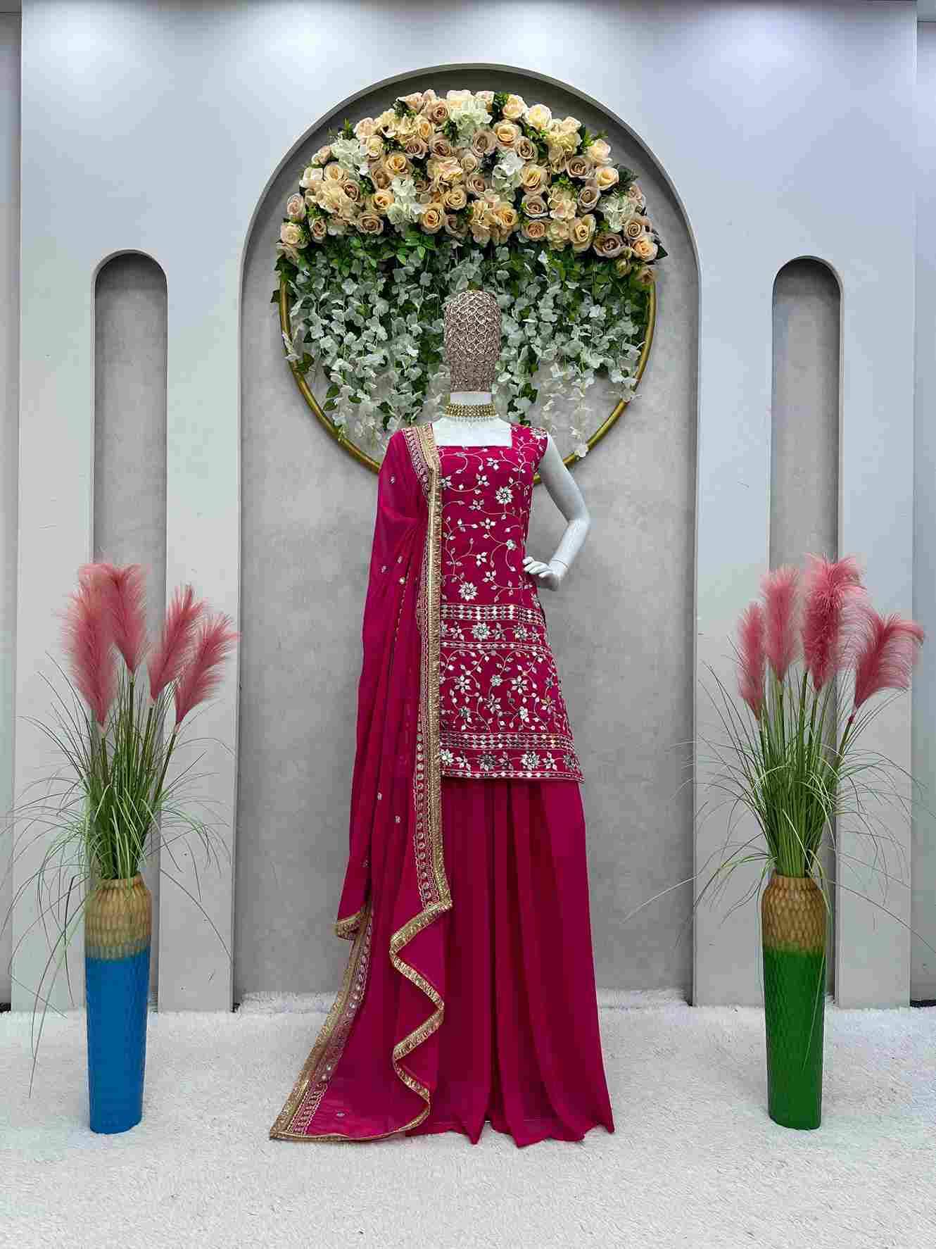 5643 By Fashid Wholesale Beautiful Sharara Suits Colorful Stylish Fancy Casual Wear & Ethnic Wear Faux Georgette Dresses At Wholesale Price