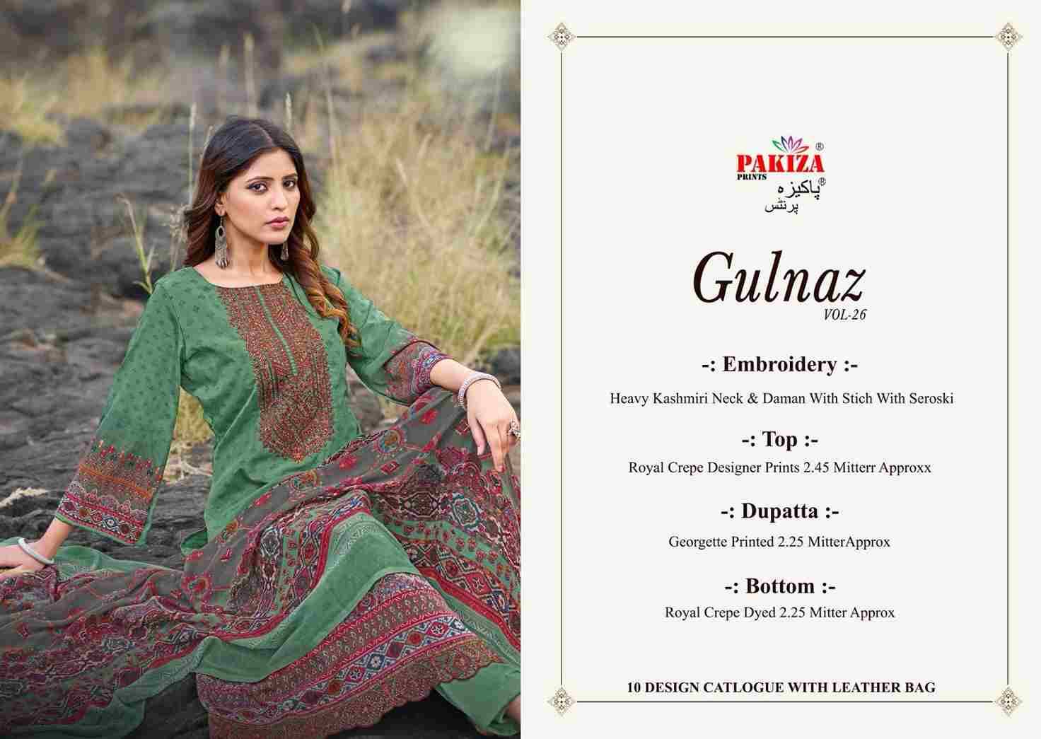 Gulnaz Vol-26 By Pakiza Prints 26001 To 26010 Series Beautiful Festive Suits Stylish Fancy Colorful Casual Wear & Ethnic Wear Royal Crepe Print Dresses At Wholesale Price