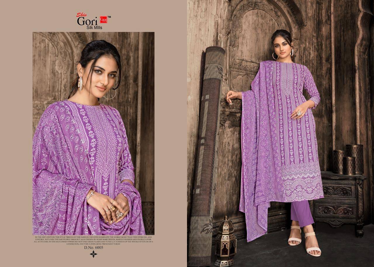 Son Pari Vol-6 By Shiv Gori Silk Mills 6001 To 6010 Series Beautiful Festive Suits Colorful Stylish Fancy Casual Wear & Ethnic Wear Rayon Print Dresses At Wholesale Price